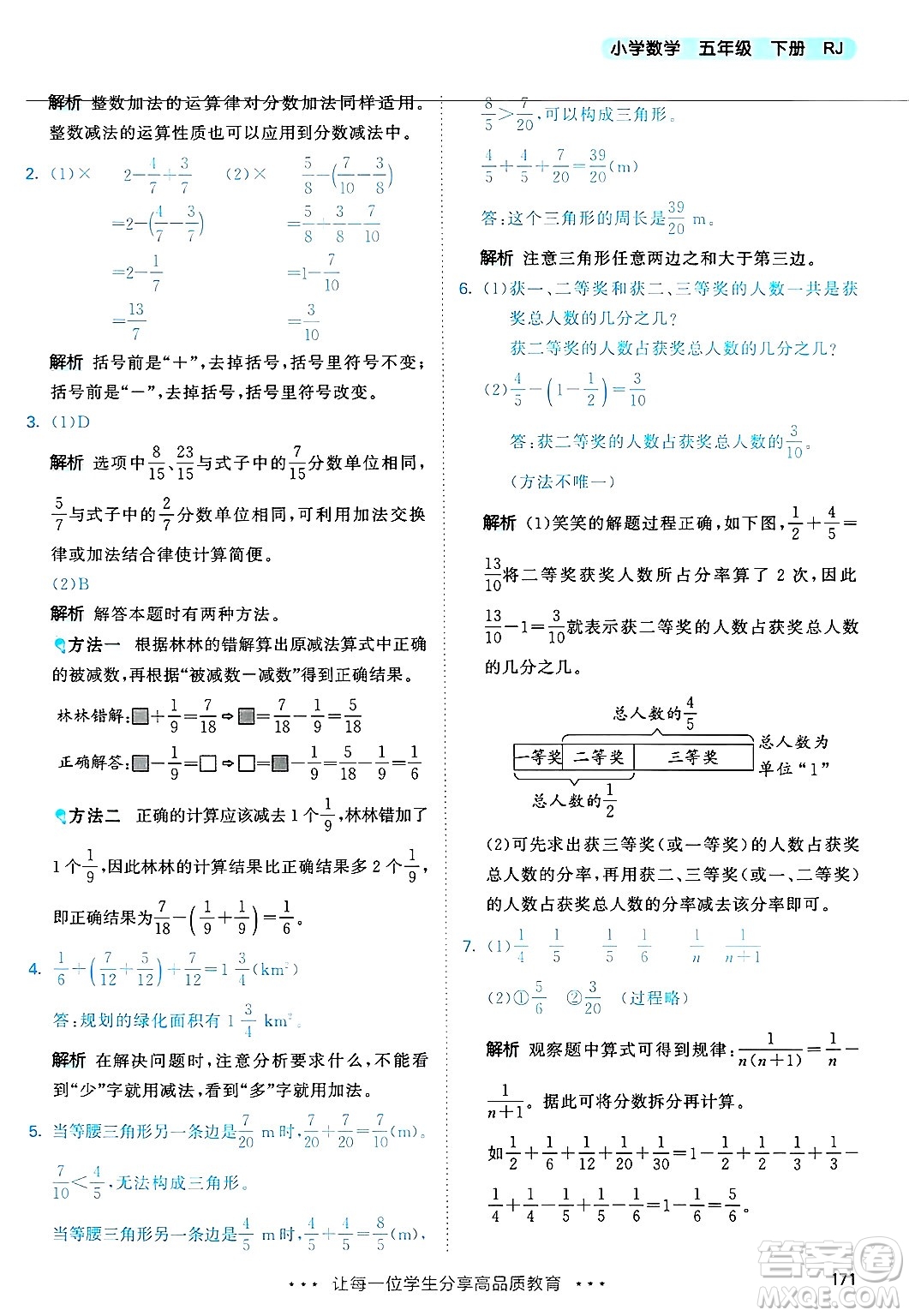 山東畫報出版社2025年春53天天練五年級數(shù)學下冊人教版答案