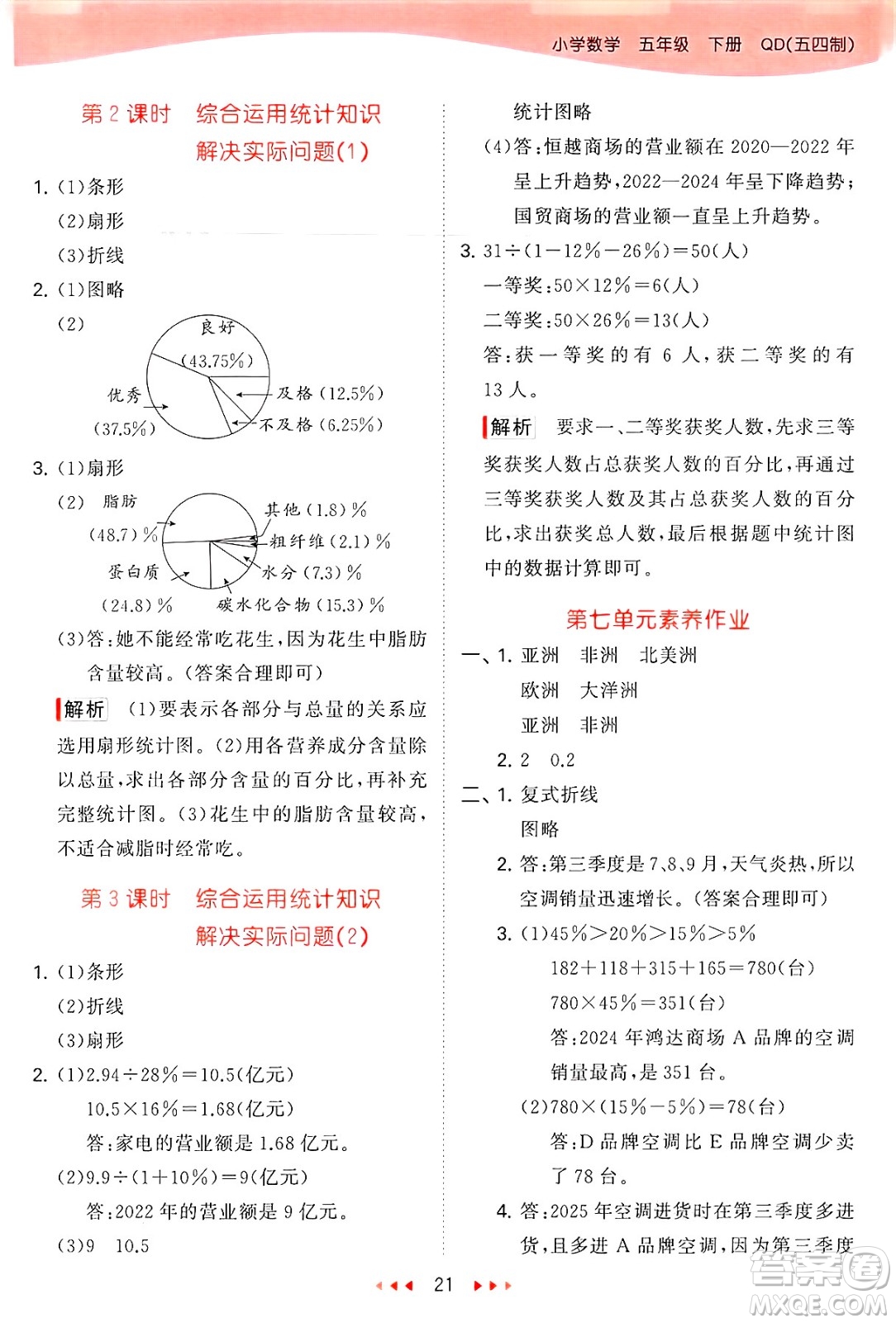 首都師范大學(xué)出版社2025年春53天天練五年級數(shù)學(xué)下冊青島版五四制答案