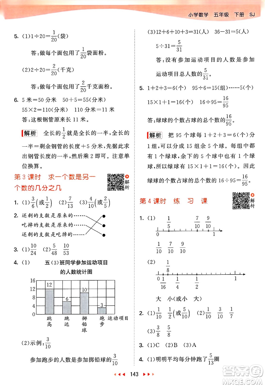 山東畫報出版社2025年春53天天練五年級數(shù)學(xué)下冊蘇教版答案