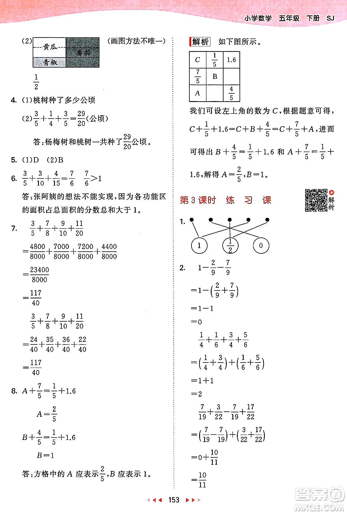 山東畫報出版社2025年春53天天練五年級數(shù)學(xué)下冊蘇教版答案