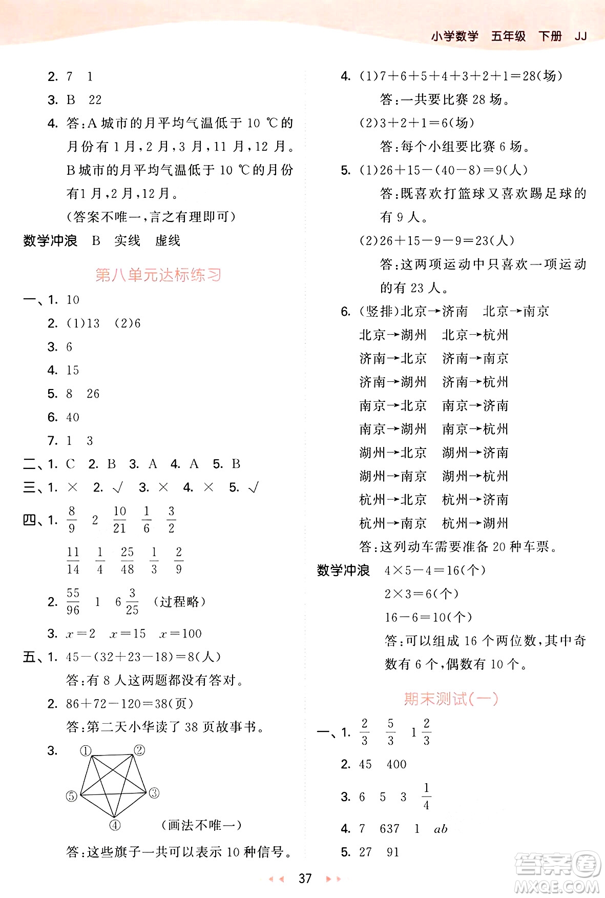 西安出版社2025年春53天天練五年級數(shù)學(xué)下冊冀教版答案