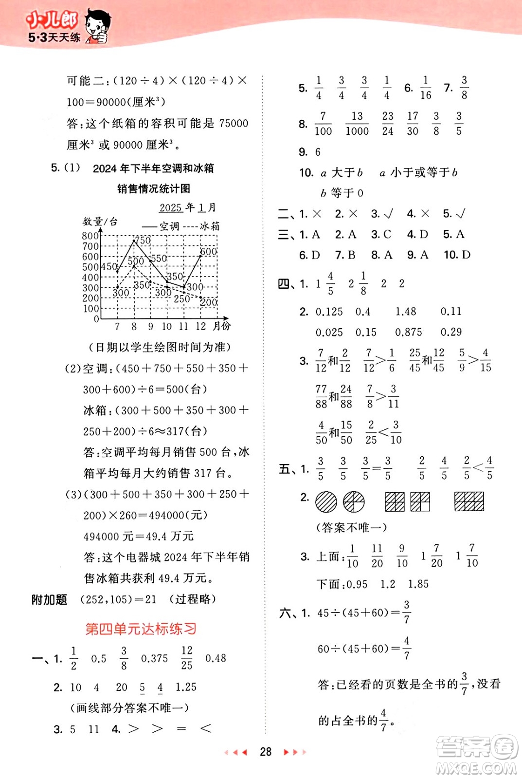 首都師范大學(xué)出版社2025年春53天天練五年級(jí)數(shù)學(xué)下冊(cè)北京版答案