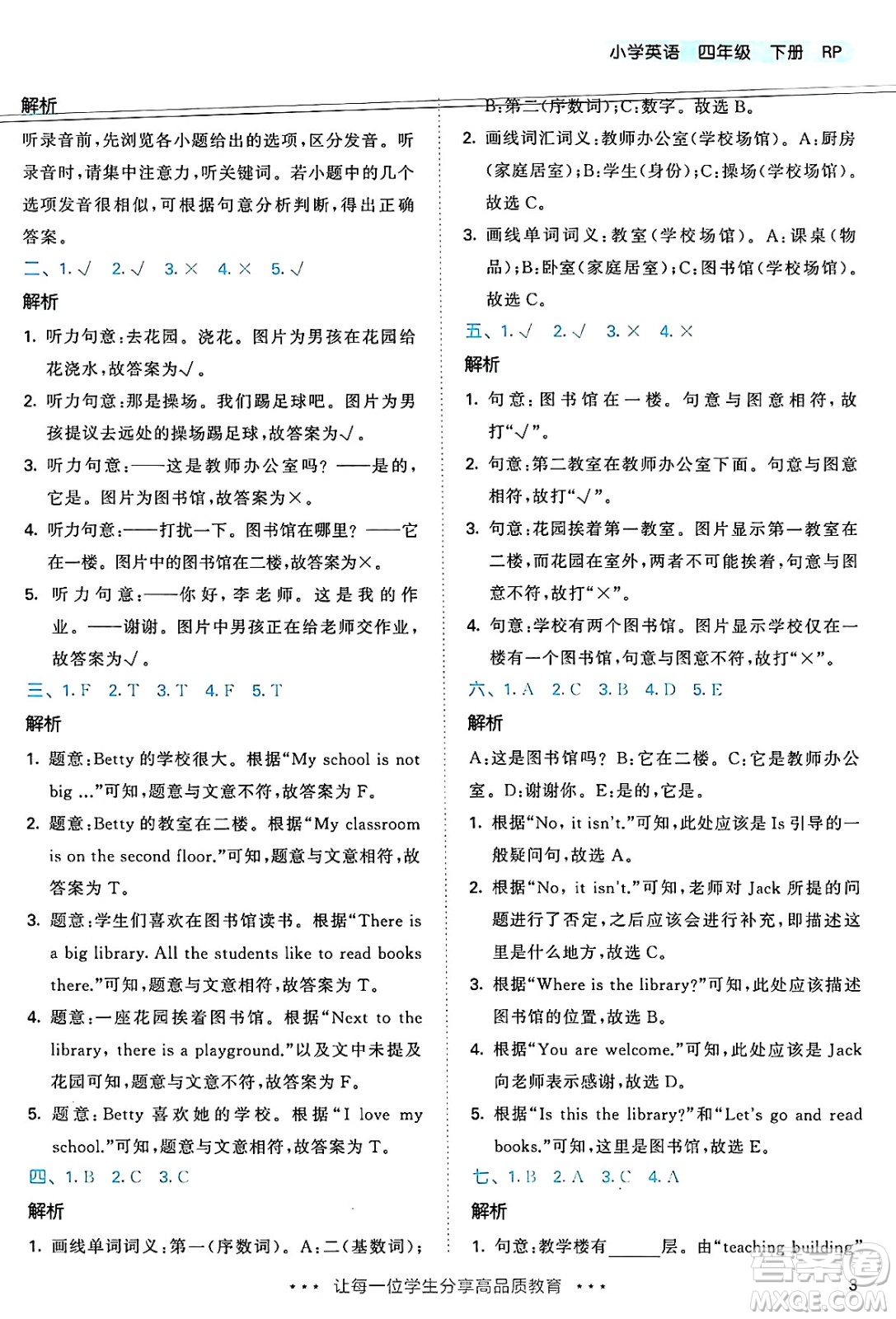 山東畫(huà)報(bào)出版社2025年春53天天練四年級(jí)英語(yǔ)下冊(cè)人教PEP版答案