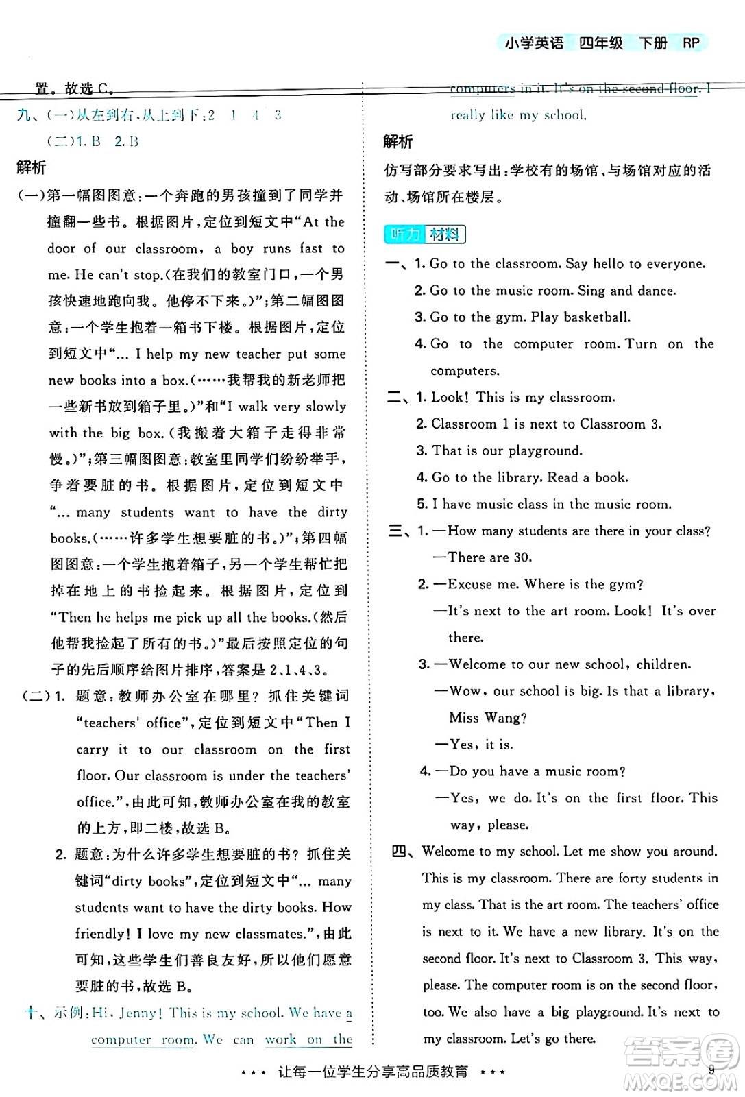 山東畫(huà)報(bào)出版社2025年春53天天練四年級(jí)英語(yǔ)下冊(cè)人教PEP版答案