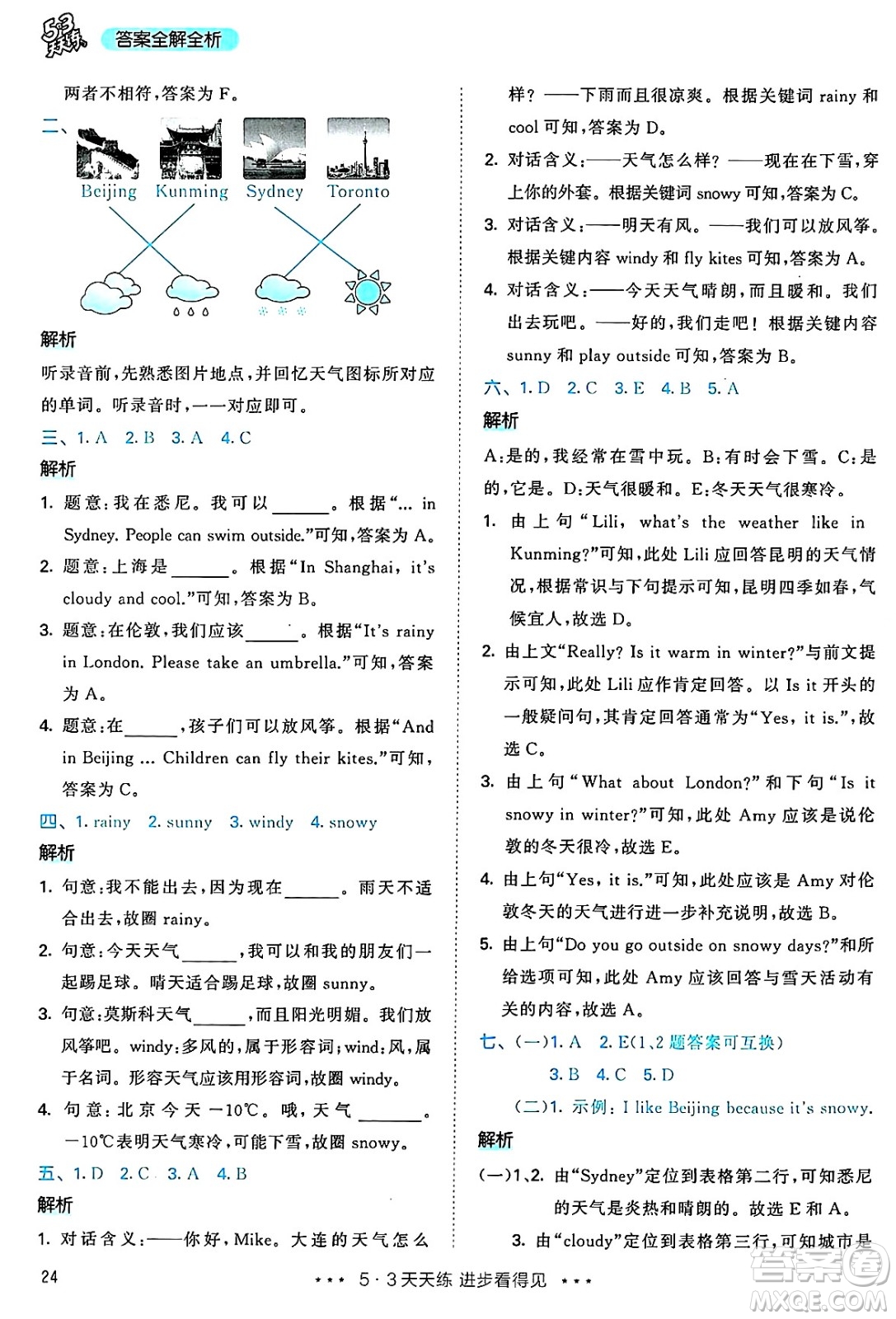 山東畫(huà)報(bào)出版社2025年春53天天練四年級(jí)英語(yǔ)下冊(cè)人教PEP版答案