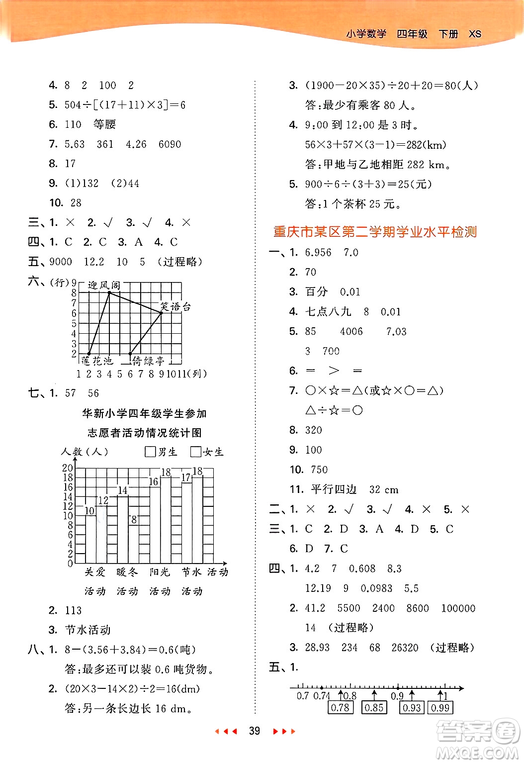 地質(zhì)出版社2025年春53天天練四年級(jí)數(shù)學(xué)下冊(cè)西師版答案
