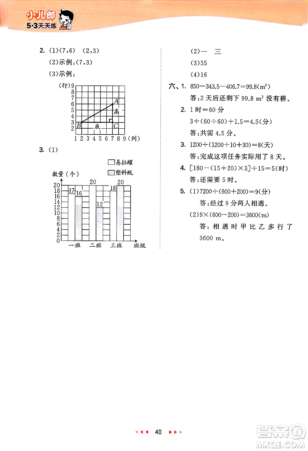 地質(zhì)出版社2025年春53天天練四年級(jí)數(shù)學(xué)下冊(cè)西師版答案