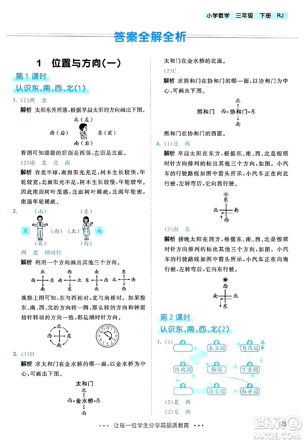 山東畫報出版社2025年春53天天練三年級數學下冊人教版答案