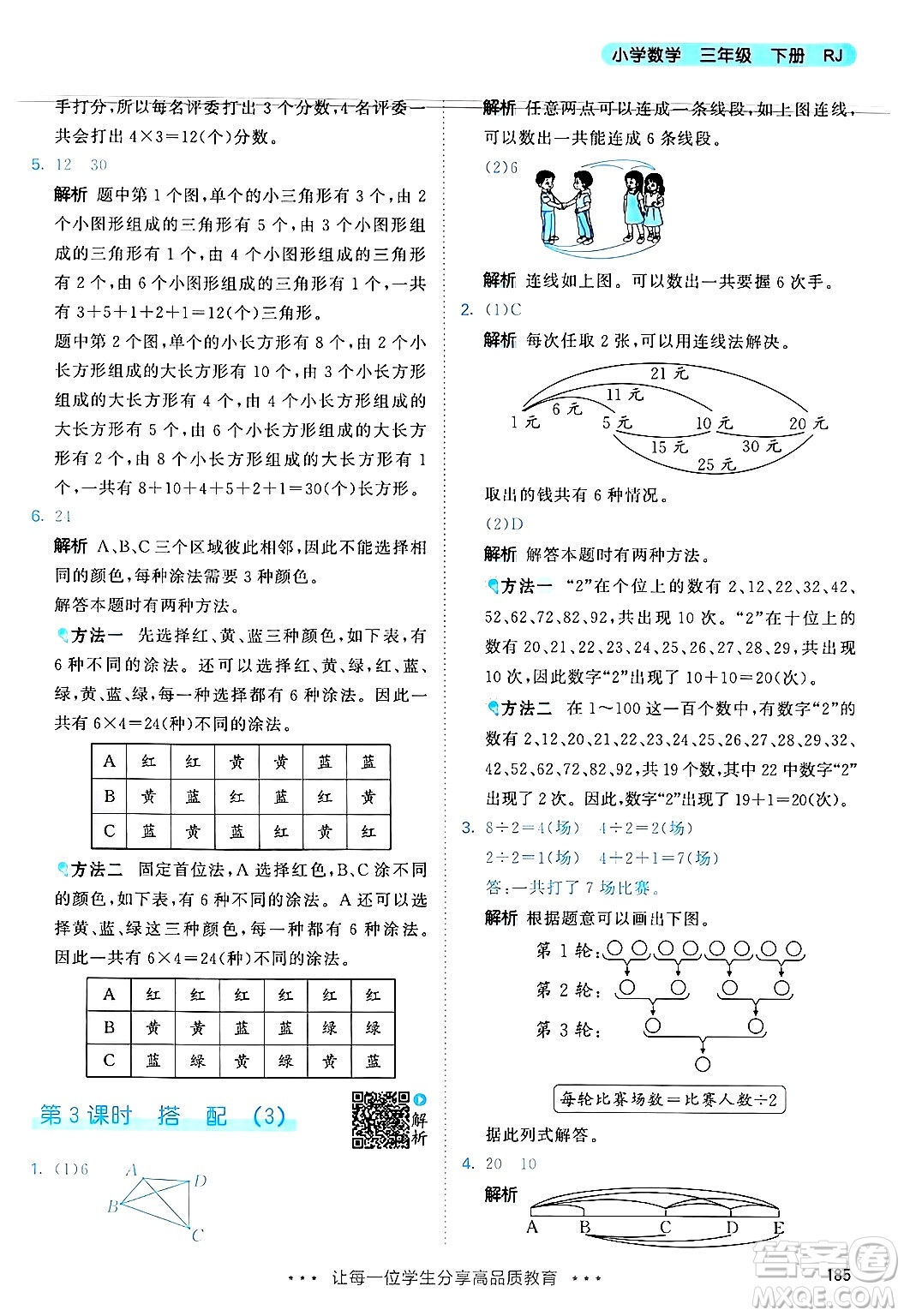 山東畫報出版社2025年春53天天練三年級數學下冊人教版答案