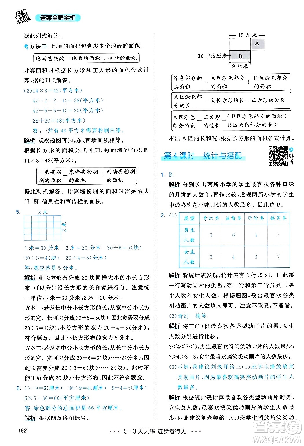 山東畫報出版社2025年春53天天練三年級數學下冊人教版答案
