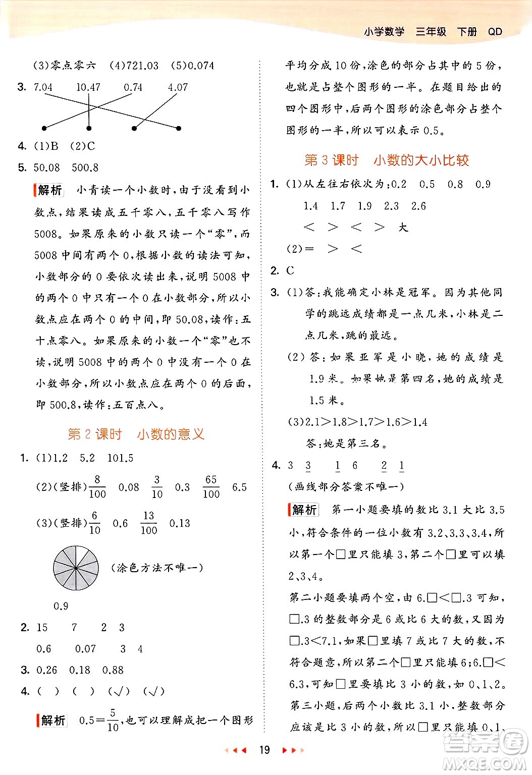 山東畫報(bào)出版社2025年春53天天練三年級(jí)數(shù)學(xué)下冊青島版答案