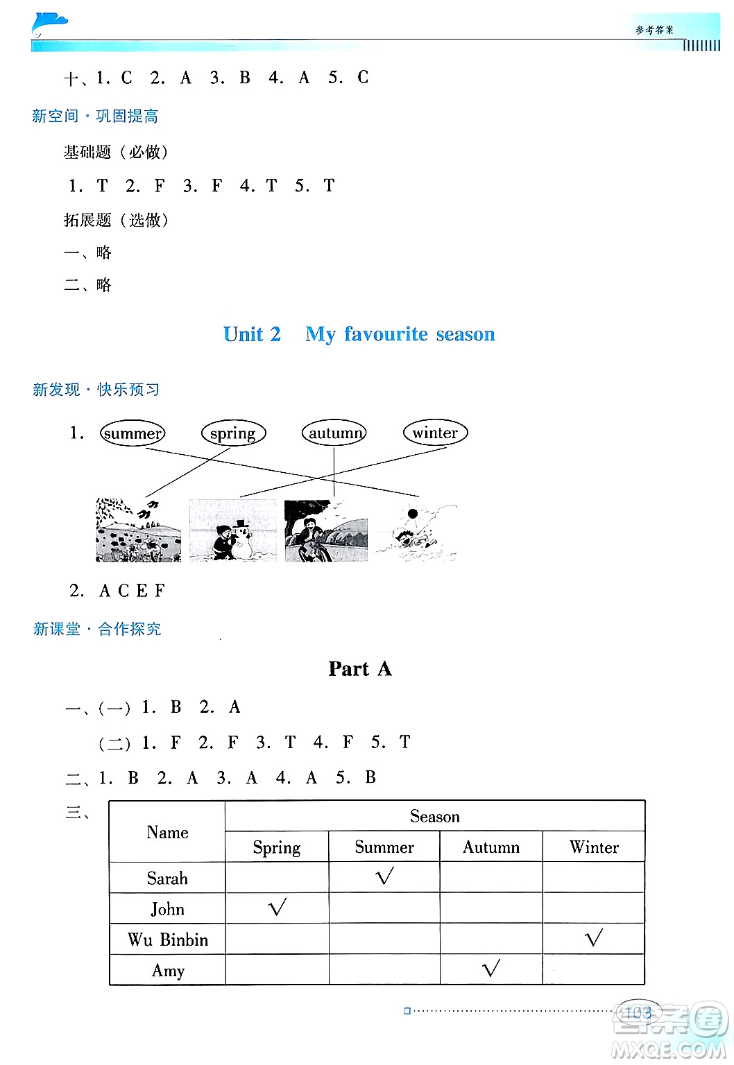 廣東教育出版社2025年春南方新課堂金牌學(xué)案五年級(jí)英語(yǔ)下冊(cè)人教PEP版答案