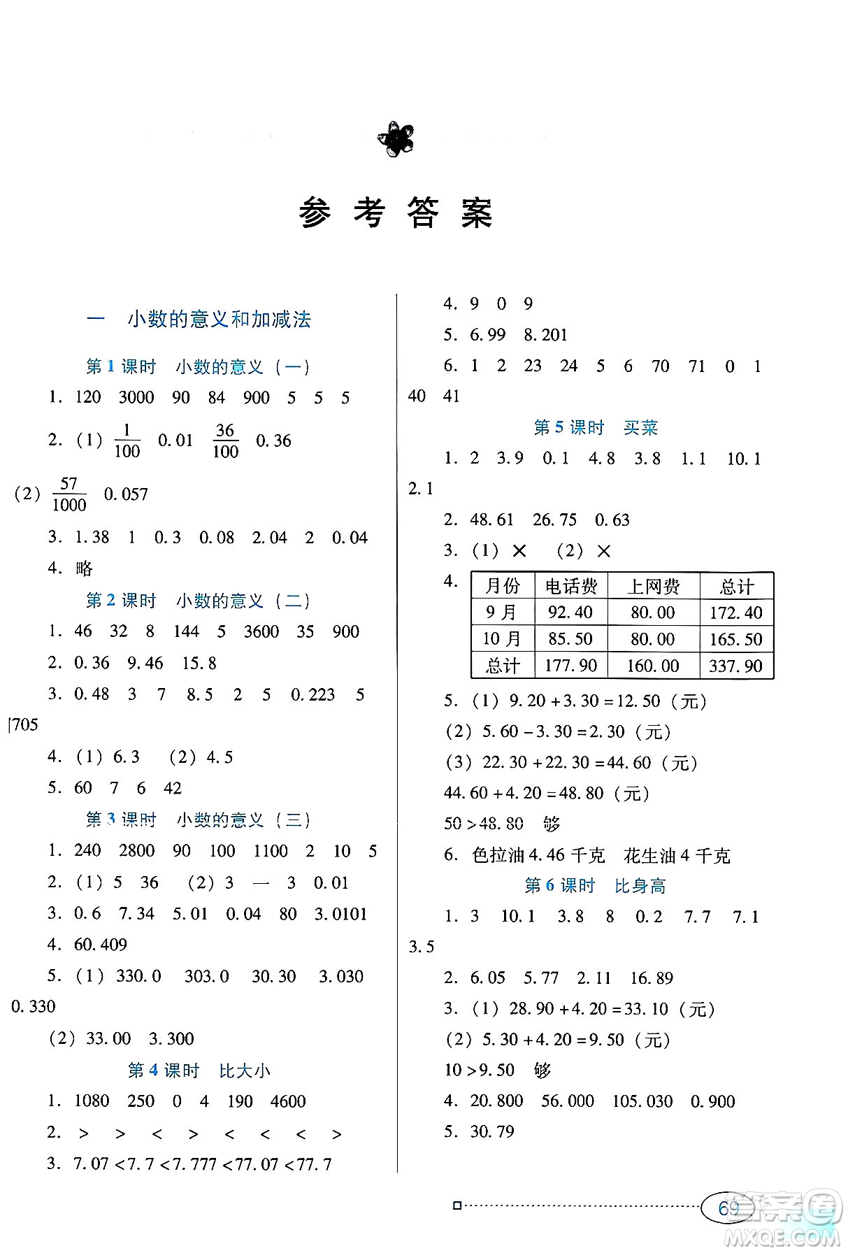 廣東教育出版社2025年春南方新課堂金牌學(xué)案四年級數(shù)學(xué)下冊北師大版答案