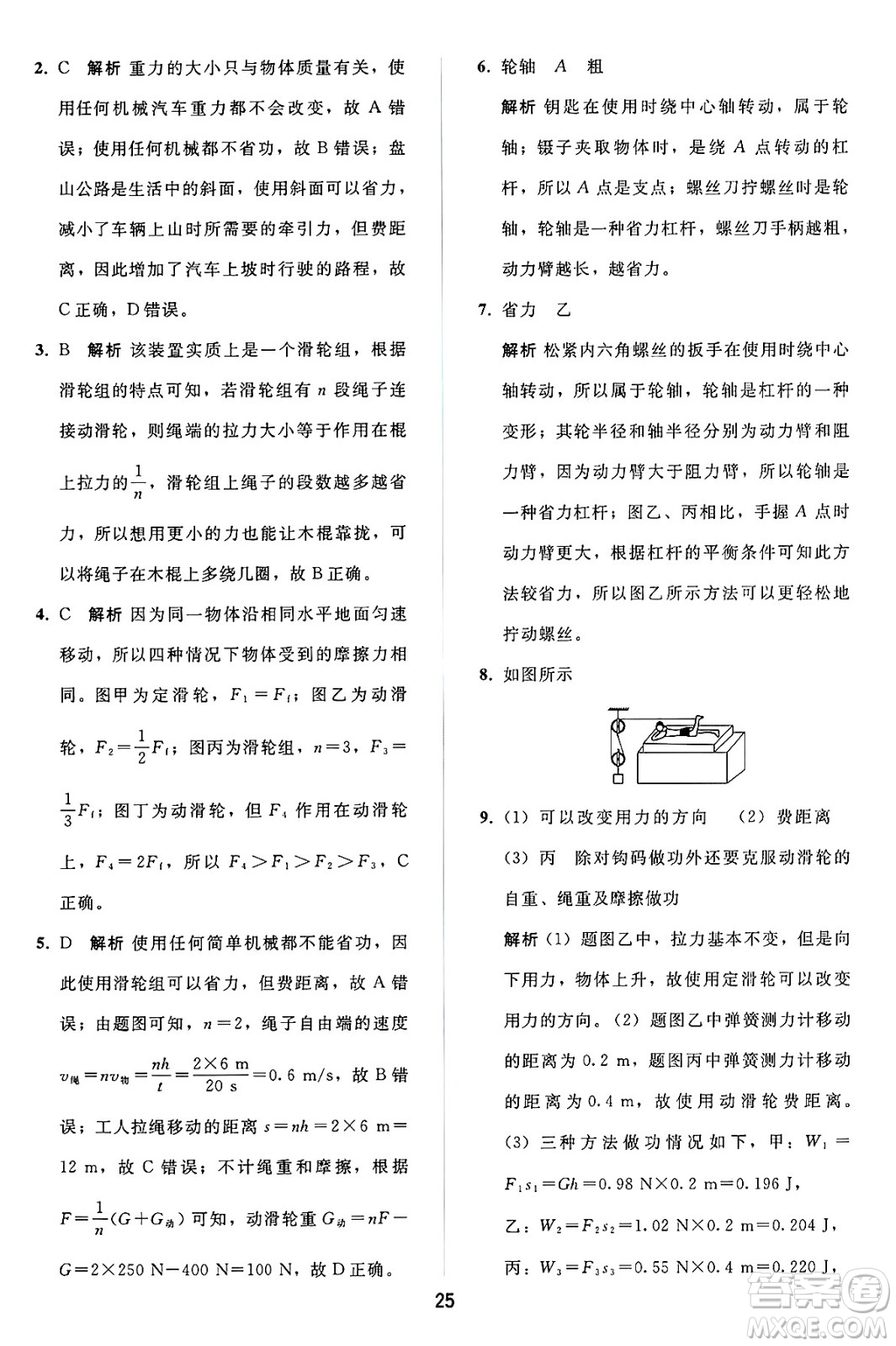 人民教育出版社2025年春同步輕松練習(xí)八年級物理下冊人教版答案