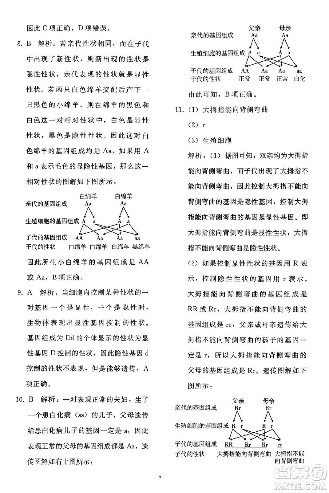 人民教育出版社2025年春同步輕松練習(xí)八年級(jí)生物下冊(cè)人教版答案
