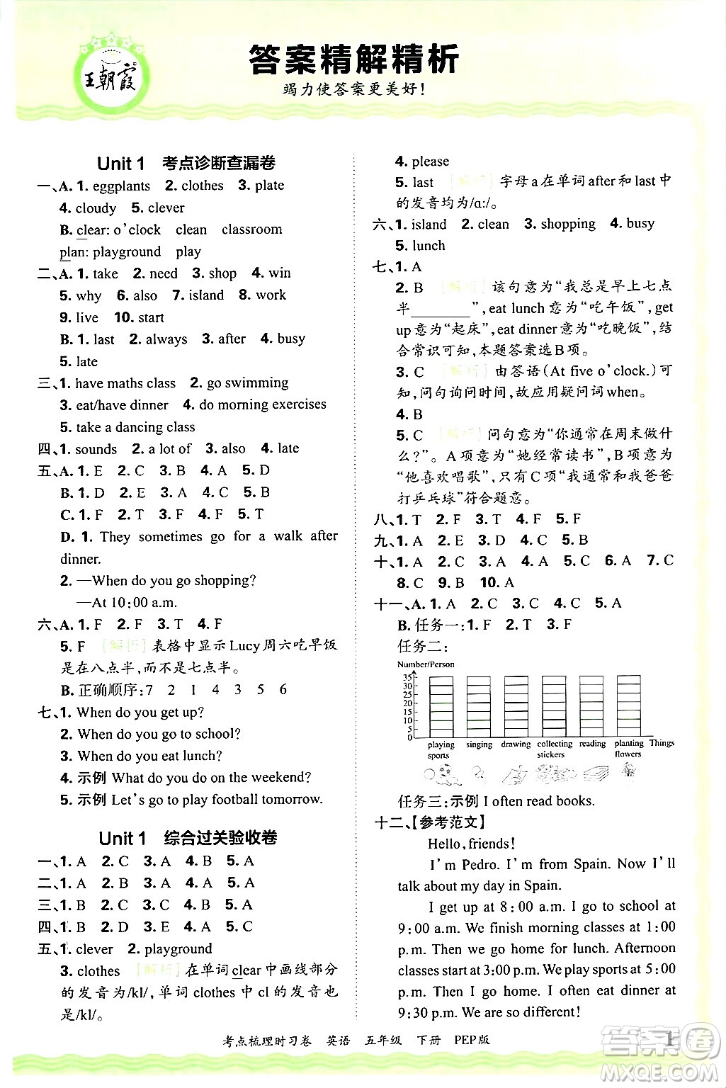 江西人民出版社2025年春王朝霞考點(diǎn)梳理時(shí)習(xí)卷五年級(jí)英語(yǔ)下冊(cè)人教PEP版答案