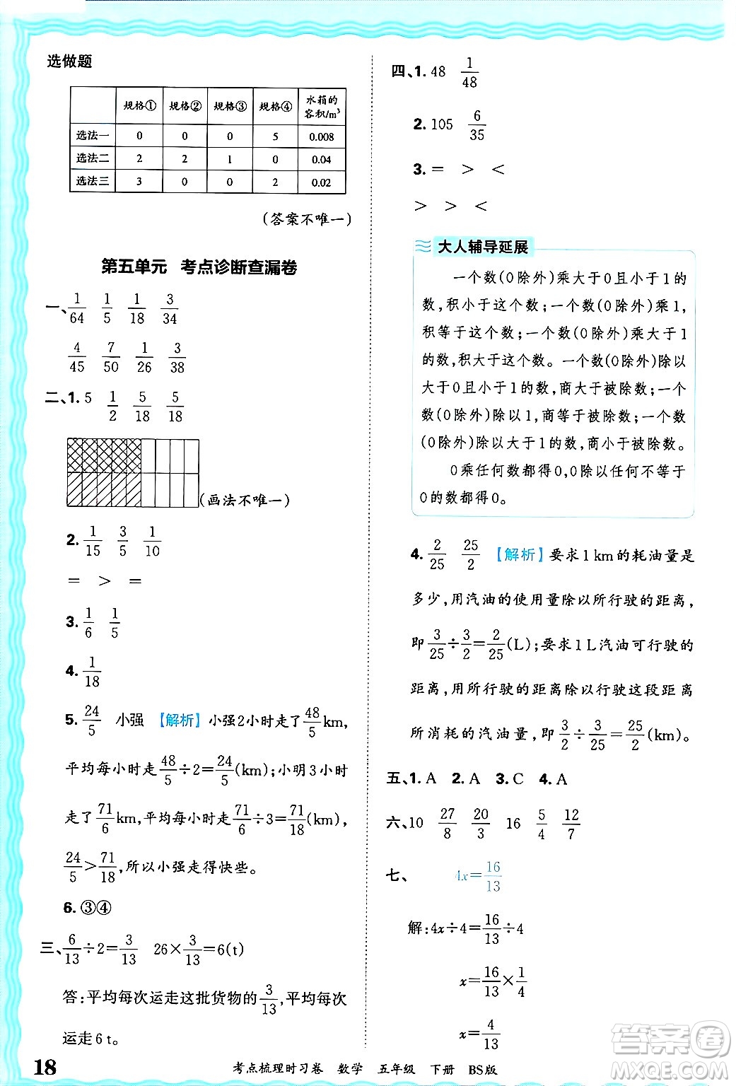 江西人民出版社2025年春王朝霞考點(diǎn)梳理時(shí)習(xí)卷五年級(jí)數(shù)學(xué)下冊(cè)北師大版答案