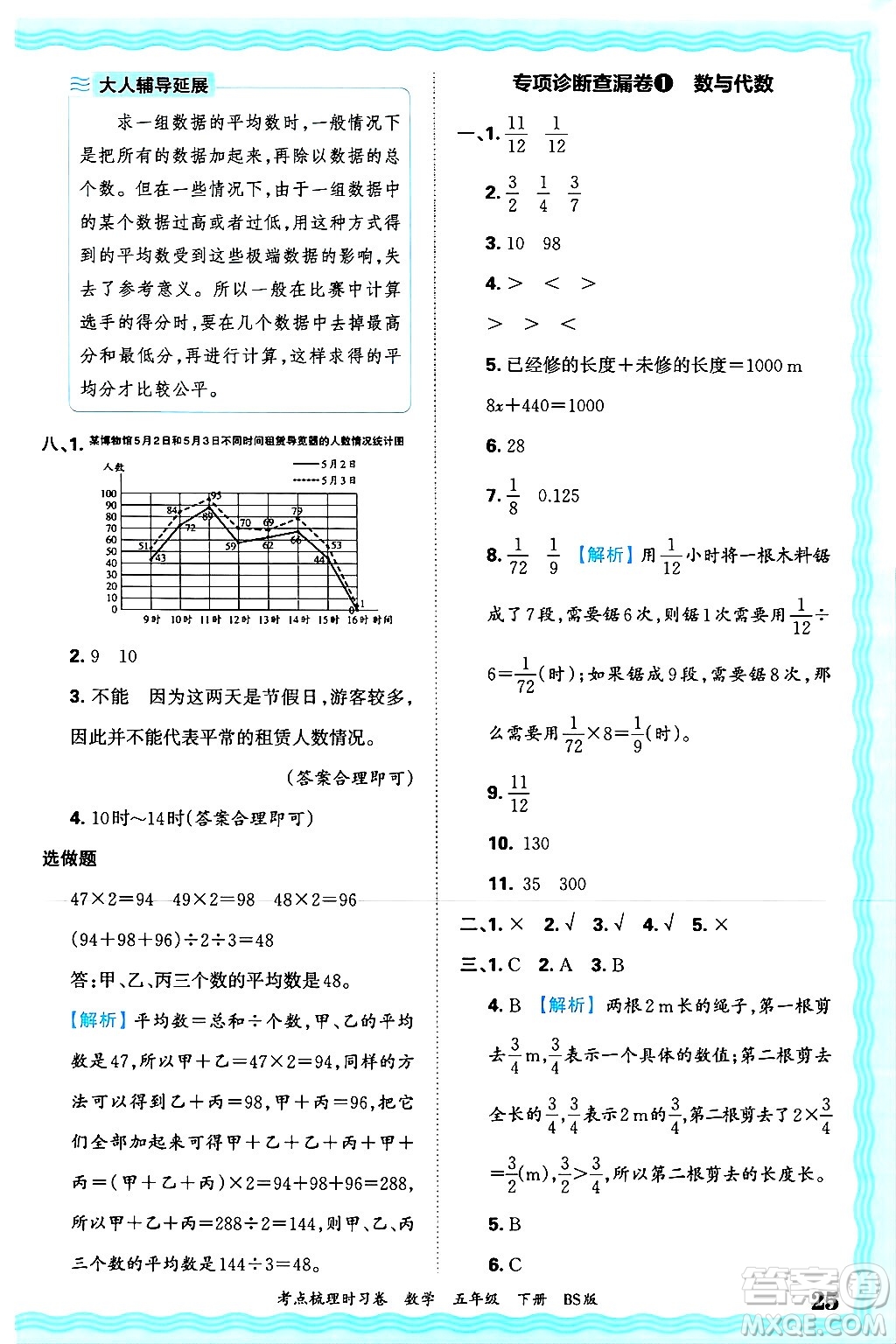 江西人民出版社2025年春王朝霞考點(diǎn)梳理時(shí)習(xí)卷五年級(jí)數(shù)學(xué)下冊(cè)北師大版答案