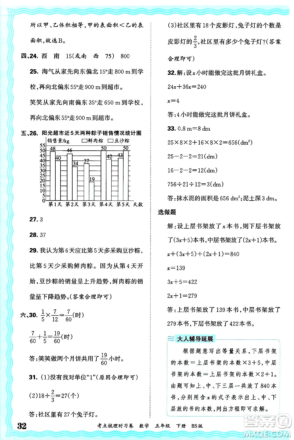 江西人民出版社2025年春王朝霞考點(diǎn)梳理時(shí)習(xí)卷五年級(jí)數(shù)學(xué)下冊(cè)北師大版答案