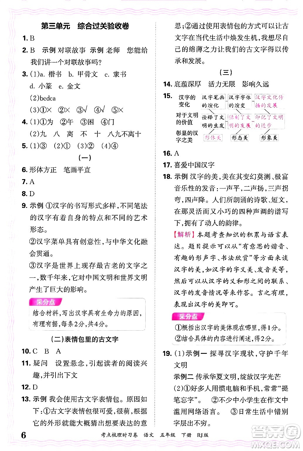 江西人民出版社2025年春王朝霞考點(diǎn)梳理時(shí)習(xí)卷五年級(jí)語(yǔ)文下冊(cè)人教版答案