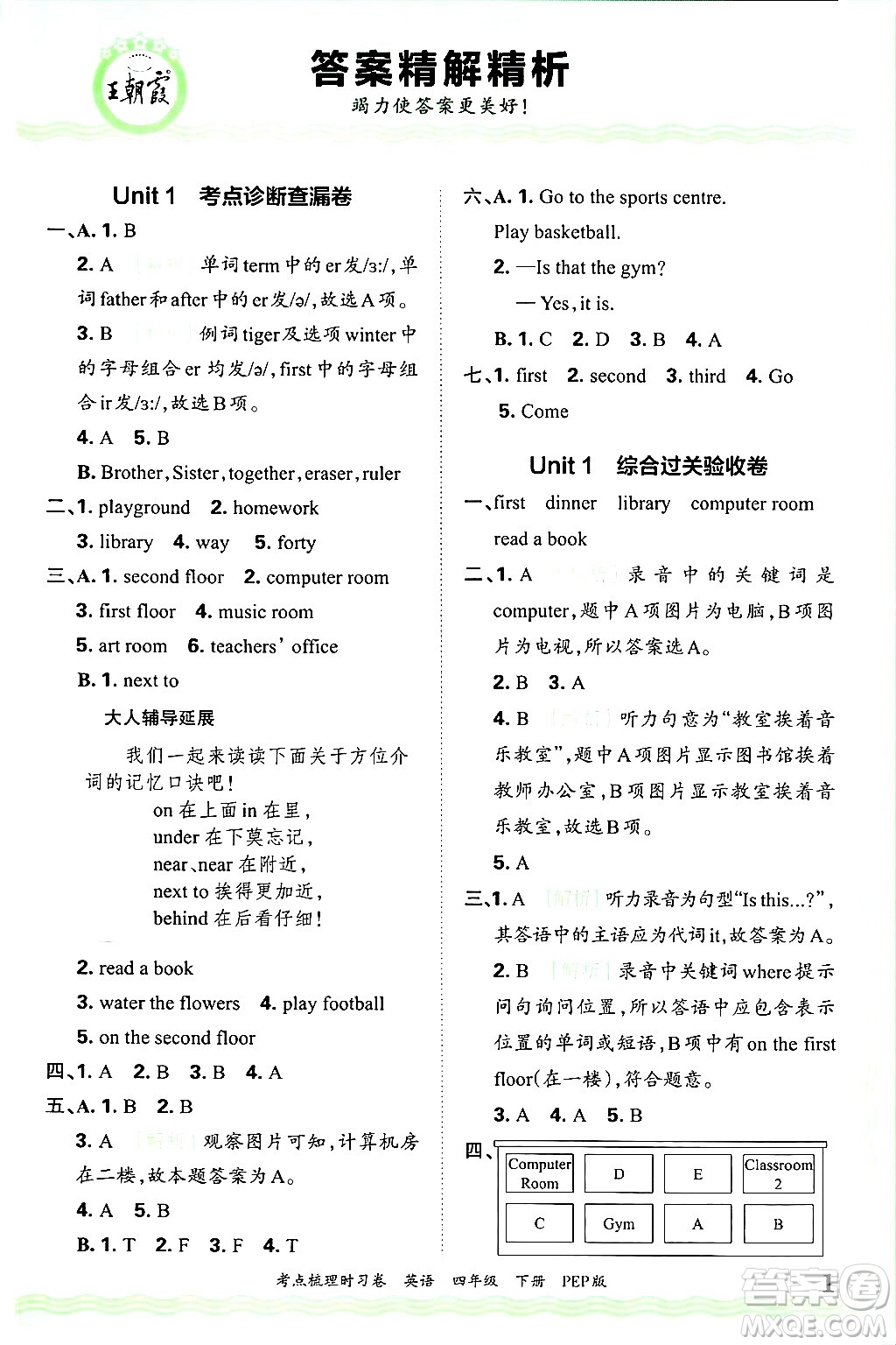 江西人民出版社2025年春王朝霞考點(diǎn)梳理時(shí)習(xí)卷四年級(jí)英語下冊(cè)人教PEP版答案