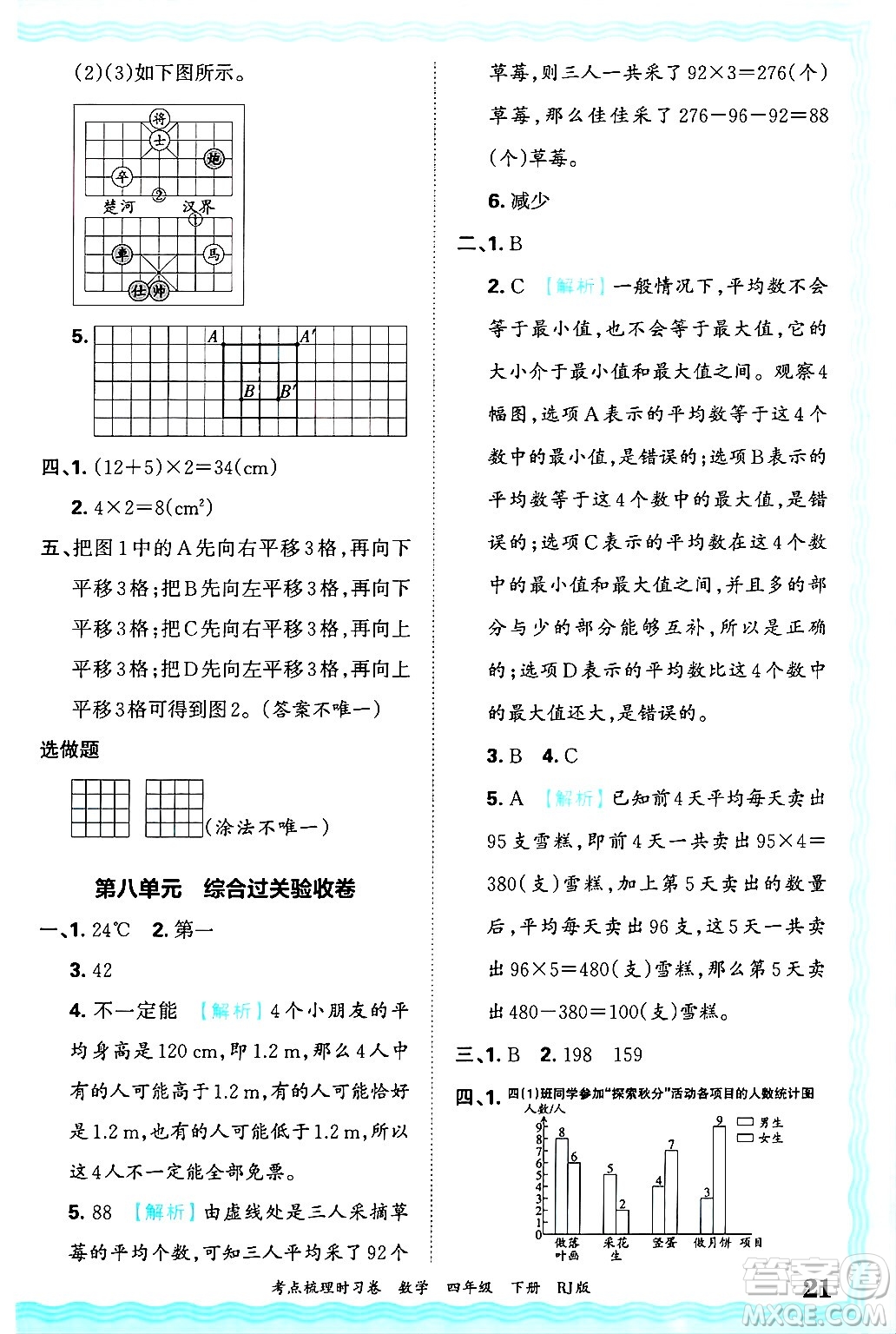 江西人民出版社2025年春王朝霞考點(diǎn)梳理時(shí)習(xí)卷四年級(jí)數(shù)學(xué)下冊(cè)人教版答案