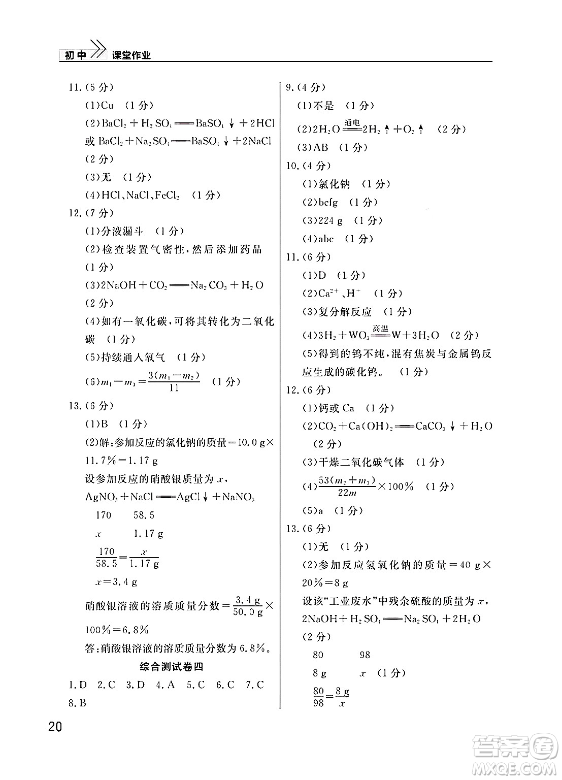武漢出版社2025年春智慧學(xué)習(xí)天天向上課堂作業(yè)九年級化學(xué)下冊通用版答案