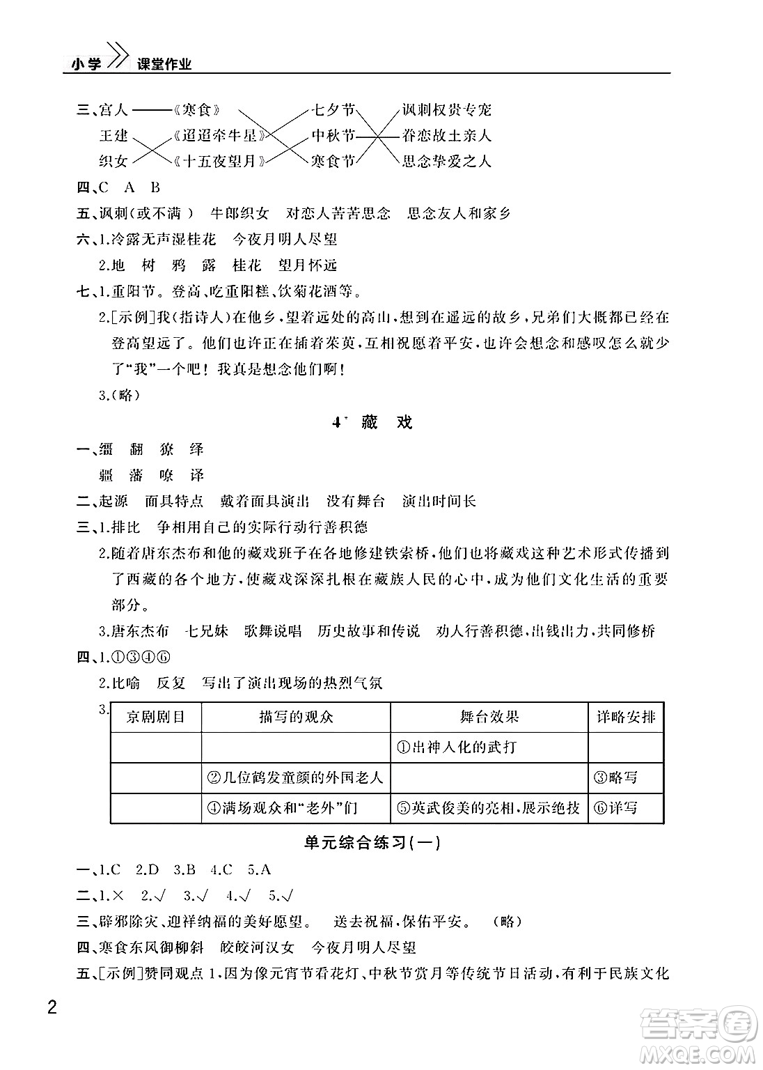 武漢出版社2025年春智慧學(xué)習(xí)天天向上課堂作業(yè)六年級(jí)語(yǔ)文下冊(cè)通用版答案