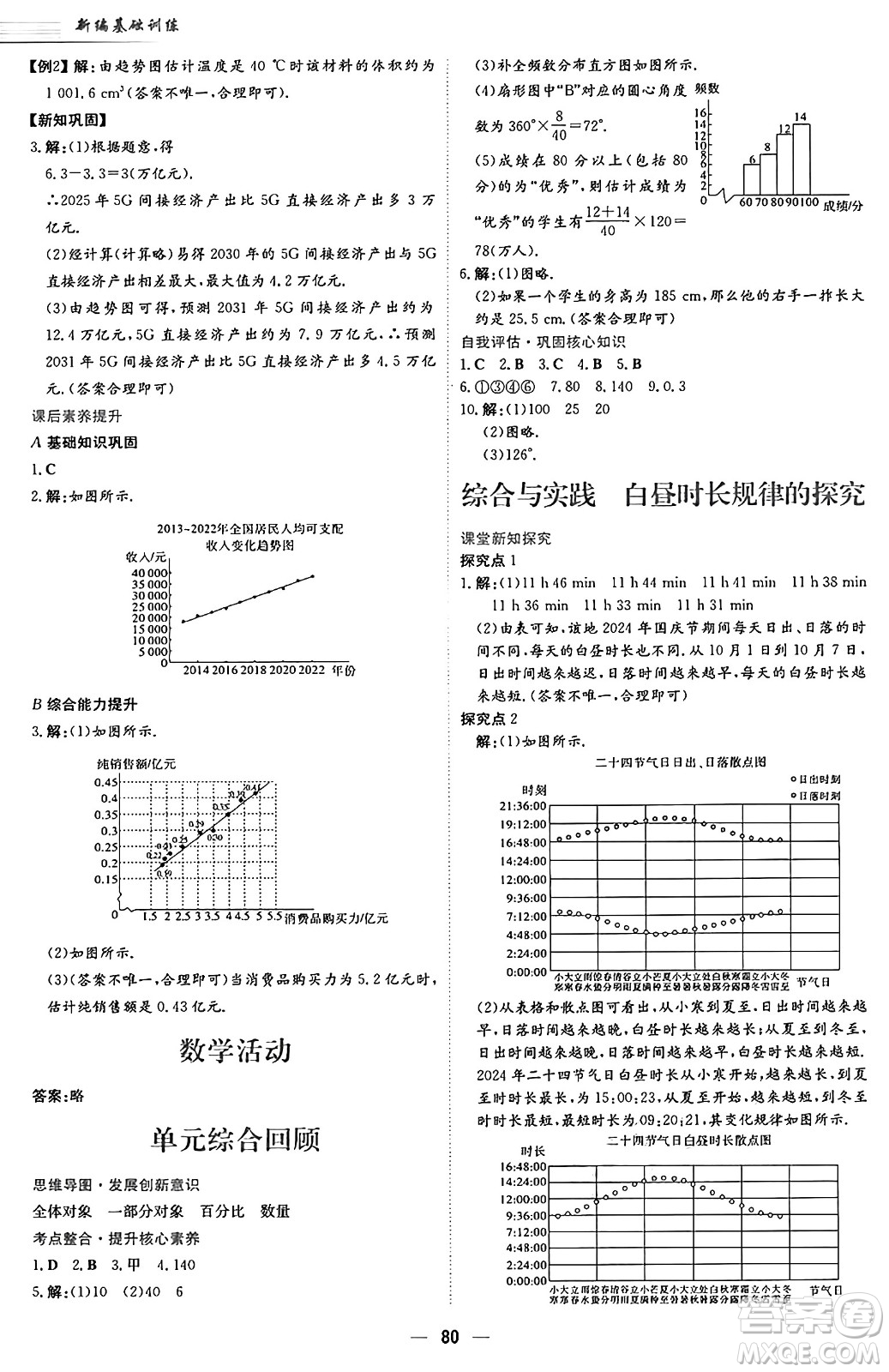 安徽教育出版社2025年春新編基礎(chǔ)訓(xùn)練七年級(jí)數(shù)學(xué)下冊(cè)人教版答案