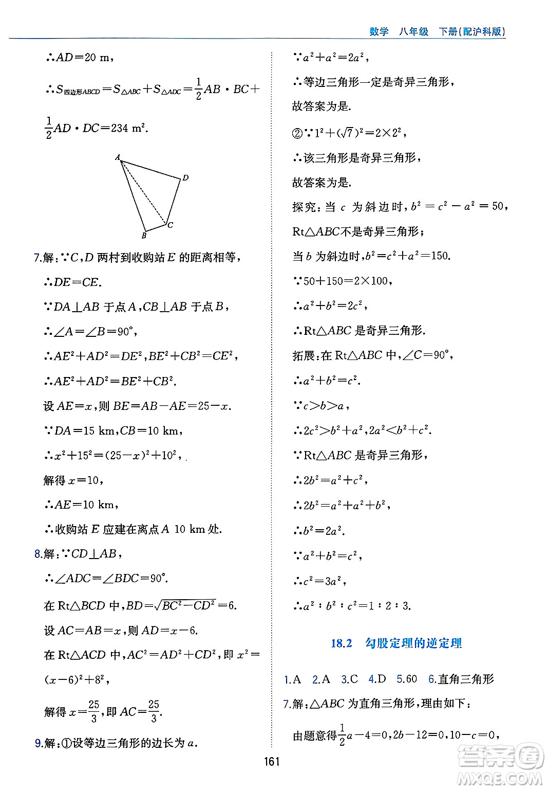 黃山出版社2025年春新編基礎訓練八年級數(shù)學下冊滬科版答案