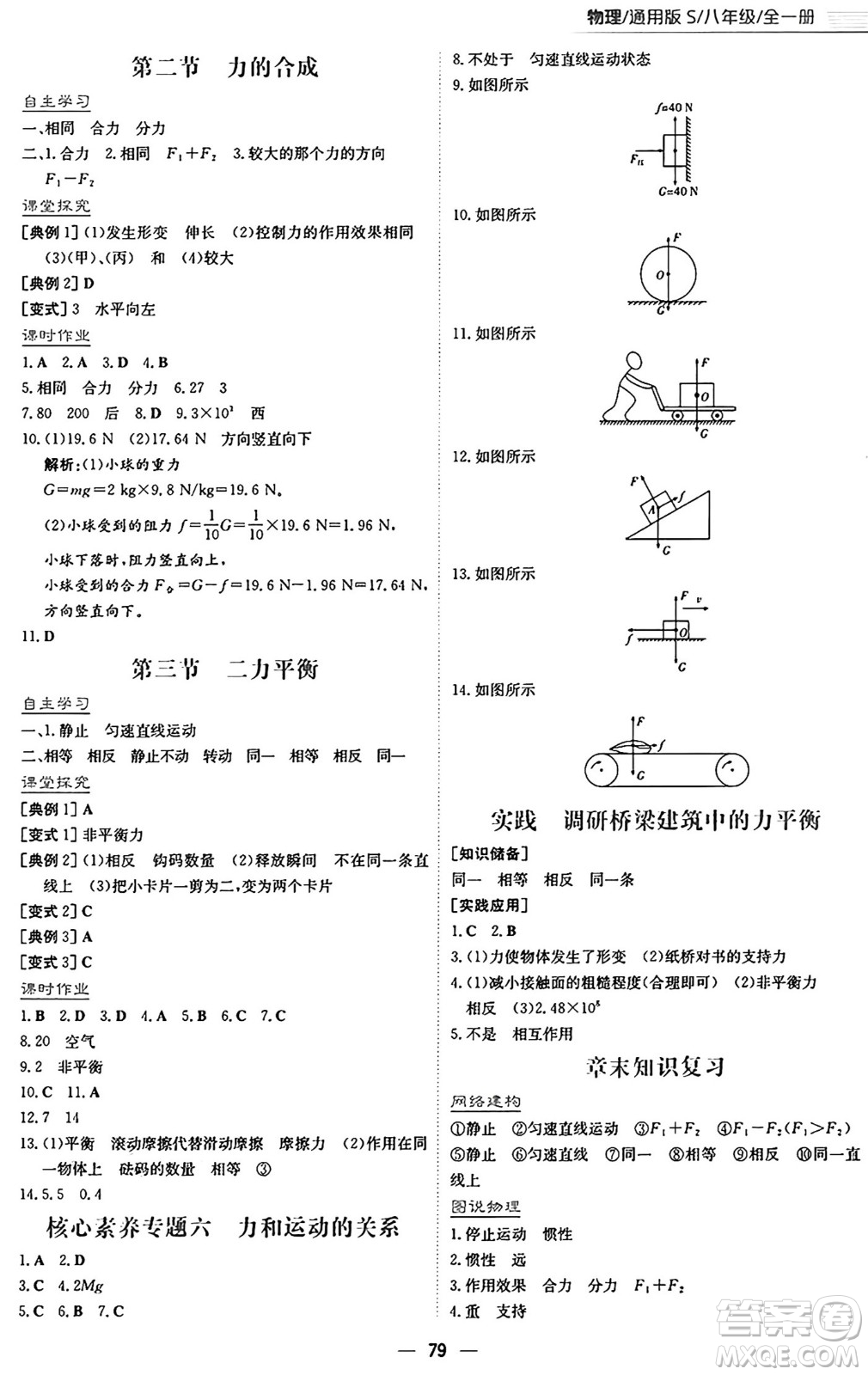 安徽教育出版社2025年春新編基礎(chǔ)訓(xùn)練八年級(jí)物理下冊(cè)通用版S答案