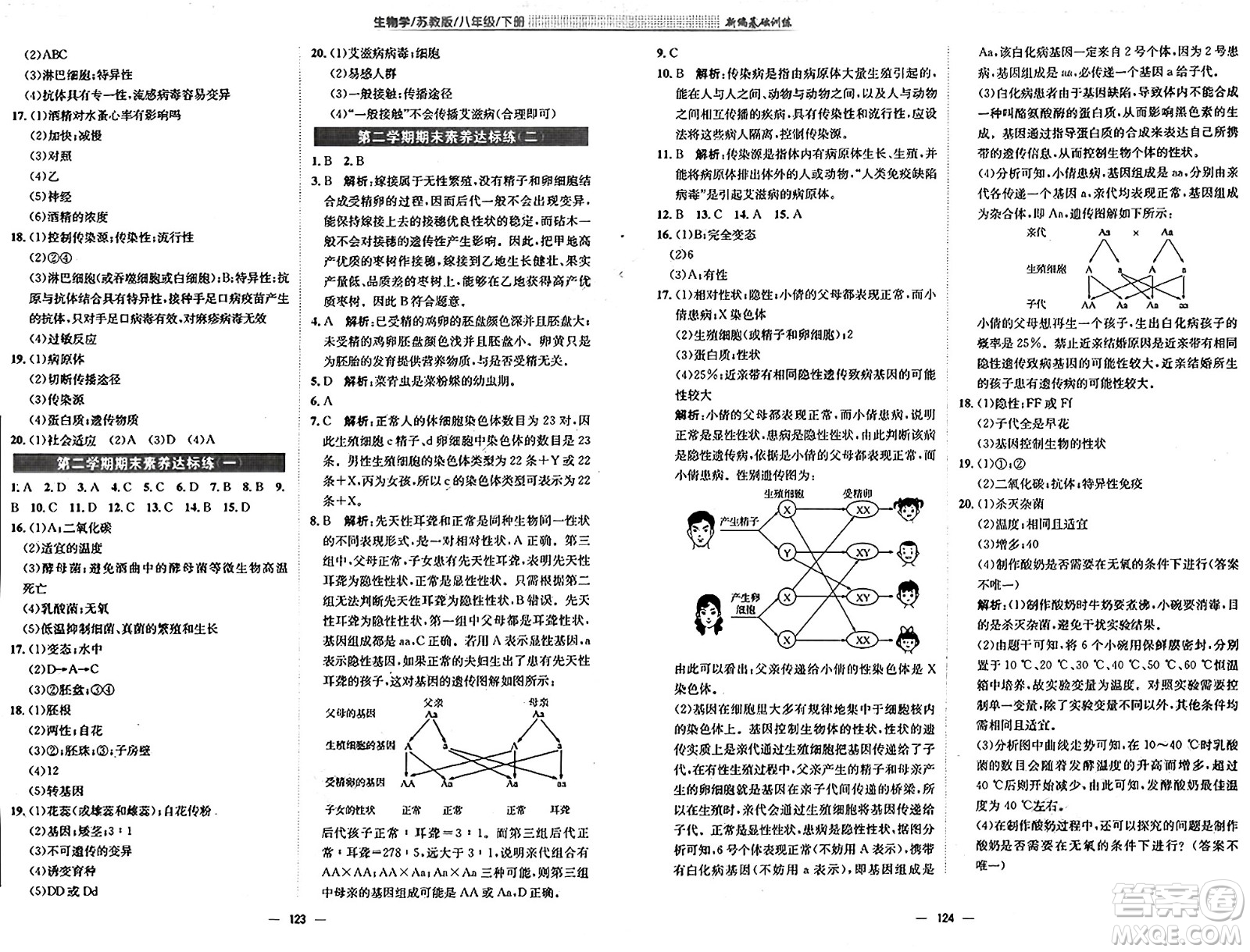 安徽教育出版社2025年春新編基礎(chǔ)訓(xùn)練八年級(jí)生物下冊(cè)蘇教版答案