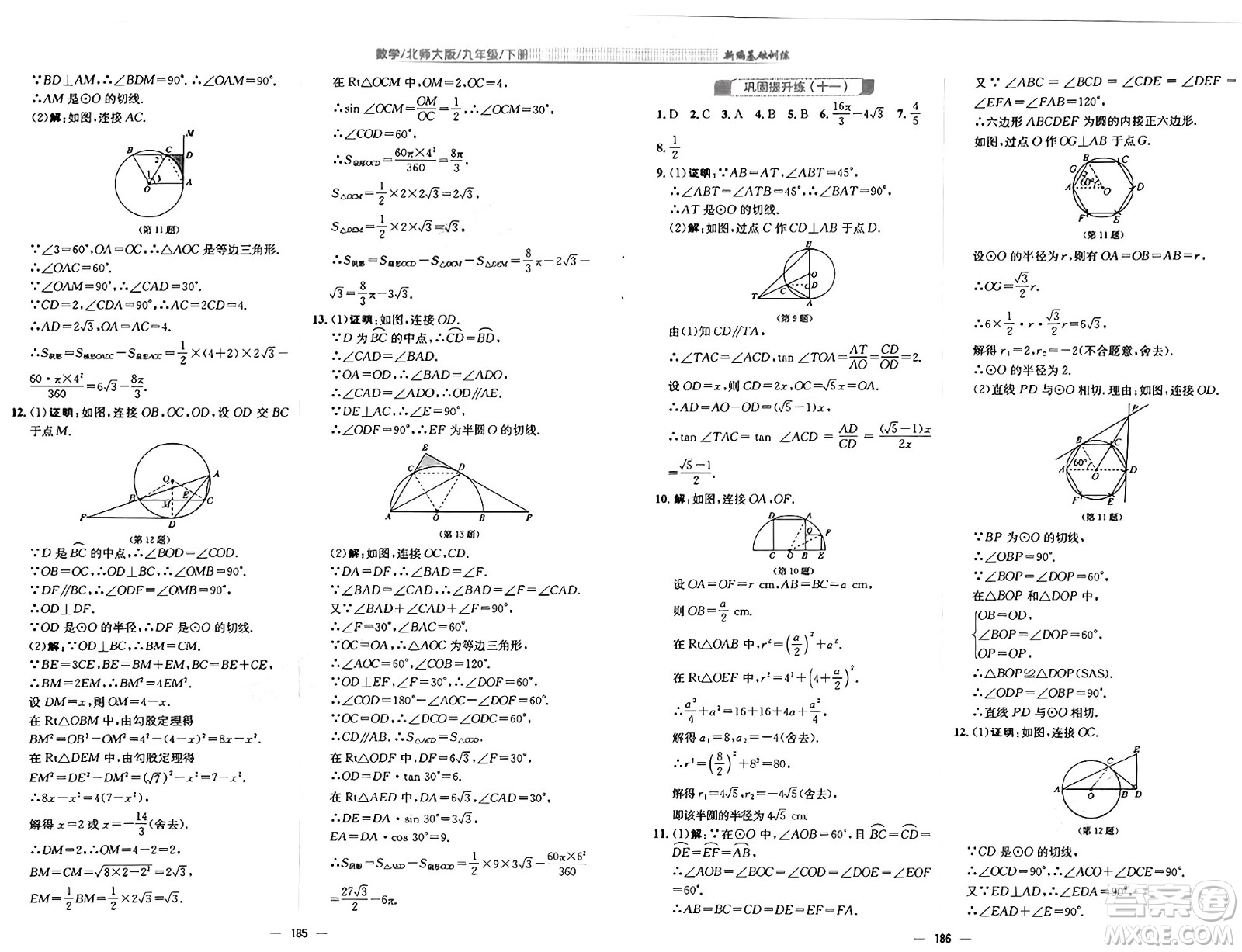 安徽教育出版社2025年春新編基礎(chǔ)訓(xùn)練九年級數(shù)學(xué)下冊北師大版答案