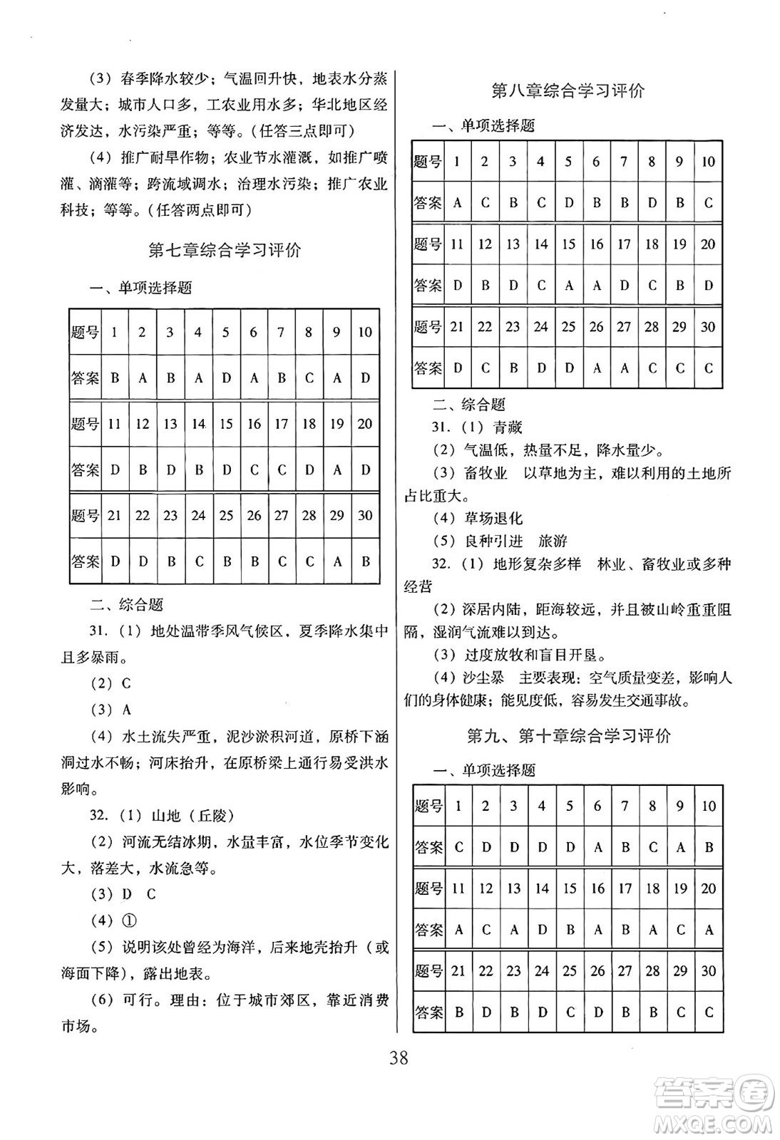 廣東教育出版社2025年春南方新課堂金牌學(xué)案八年級地理下冊人教版答案