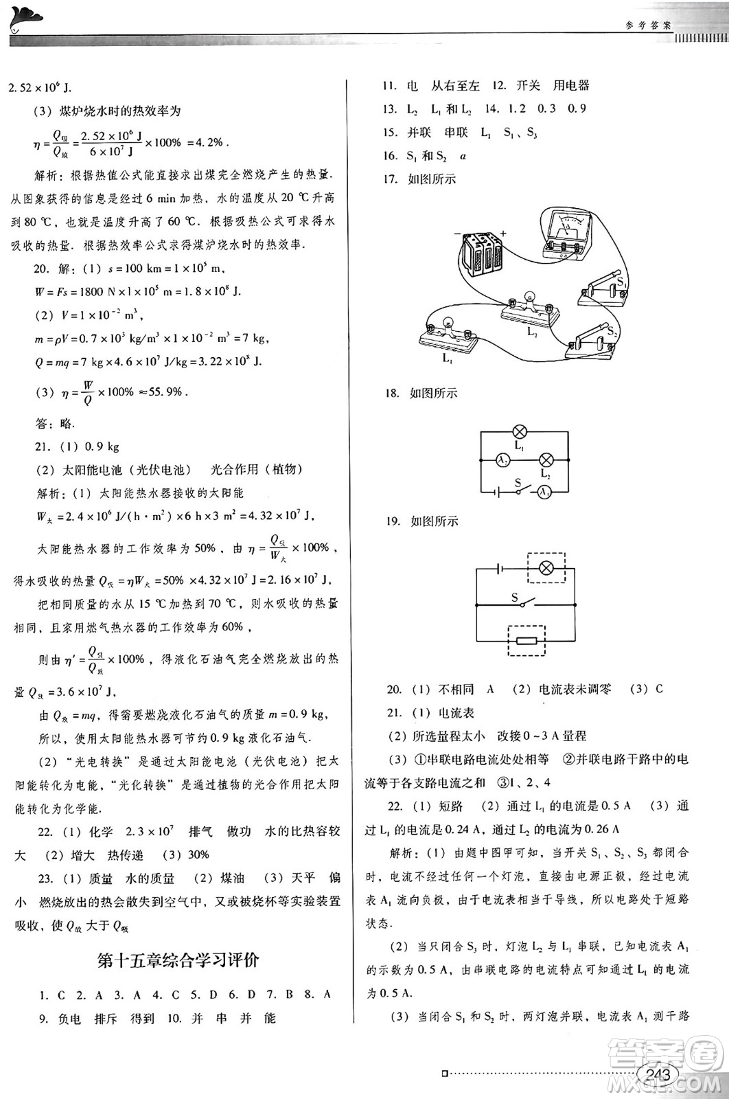 廣東教育出版社2025年春南方新課堂金牌學(xué)案九年級(jí)物理下冊(cè)人教版答案