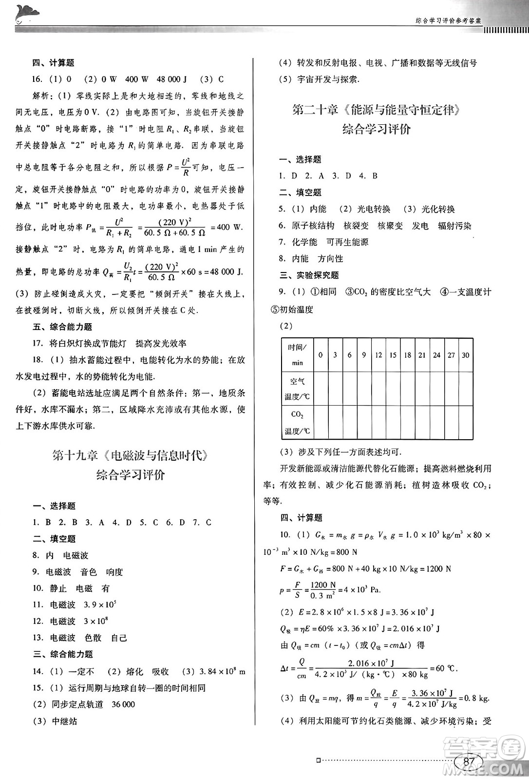 廣東教育出版社2025年春南方新課堂金牌學(xué)案九年級(jí)物理下冊(cè)滬粵版答案