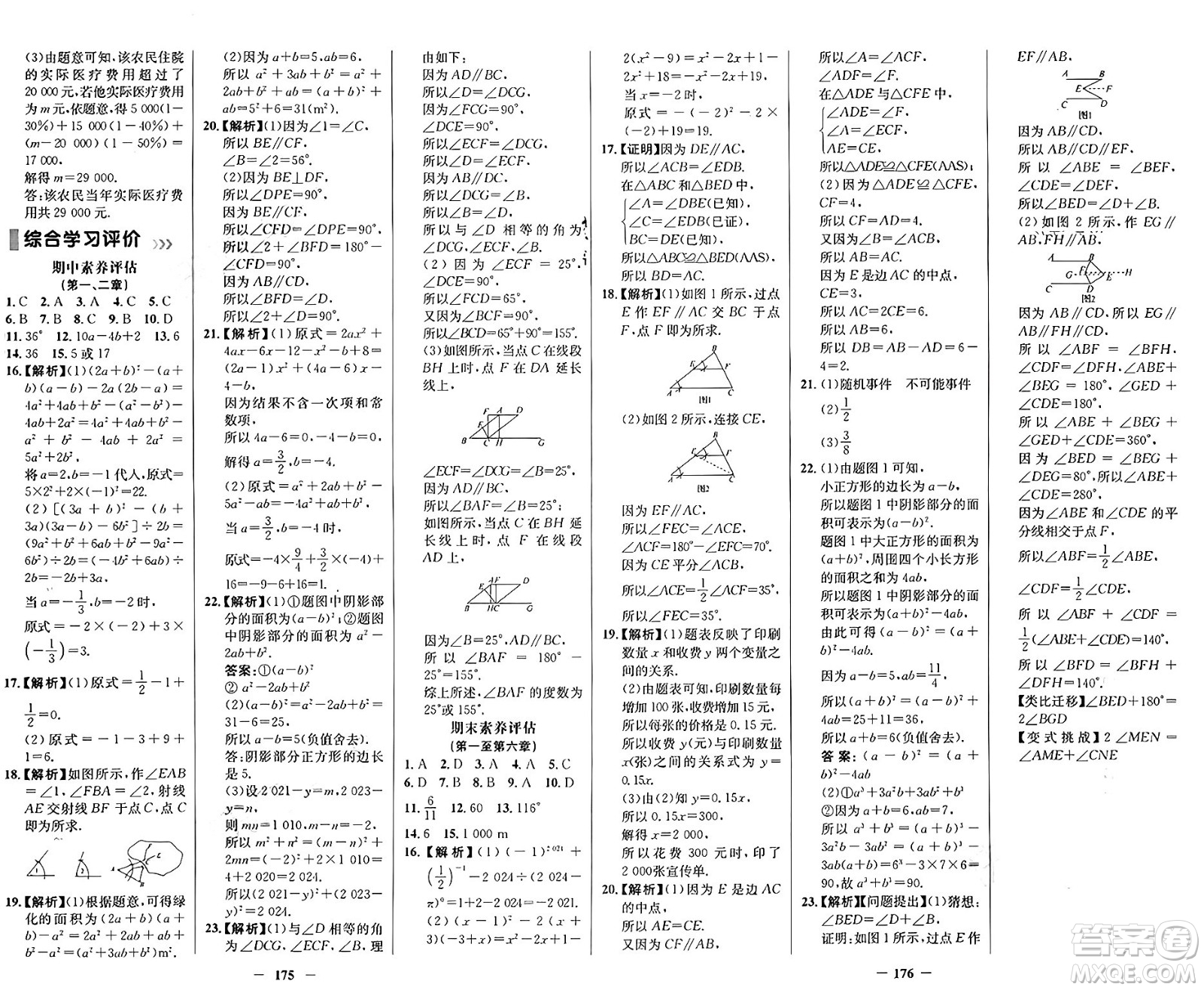 廣東教育出版社2025年春南方新課堂金牌學(xué)案七年級數(shù)學(xué)下冊北師大版答案