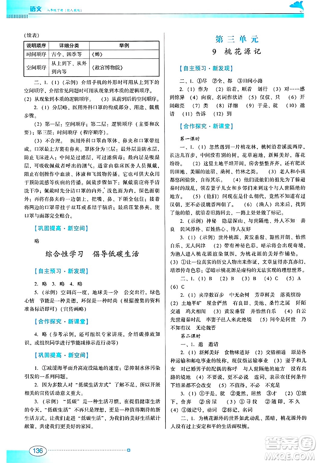 廣東教育出版社2025年春南方新課堂金牌學(xué)案八年級(jí)語(yǔ)文下冊(cè)人教版答案