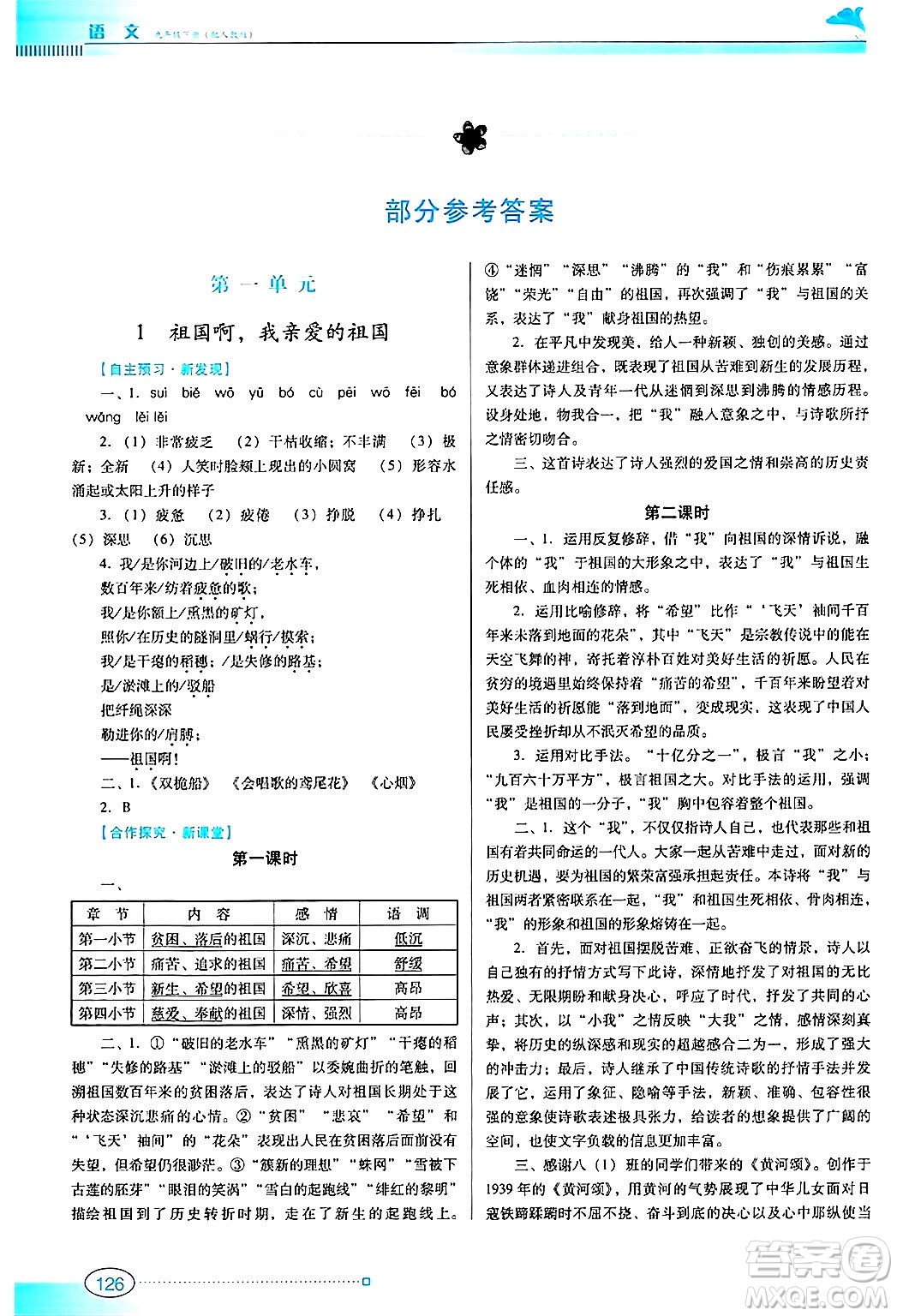 廣東教育出版社2025年春南方新課堂金牌學(xué)案九年級(jí)語(yǔ)文下冊(cè)人教版答案