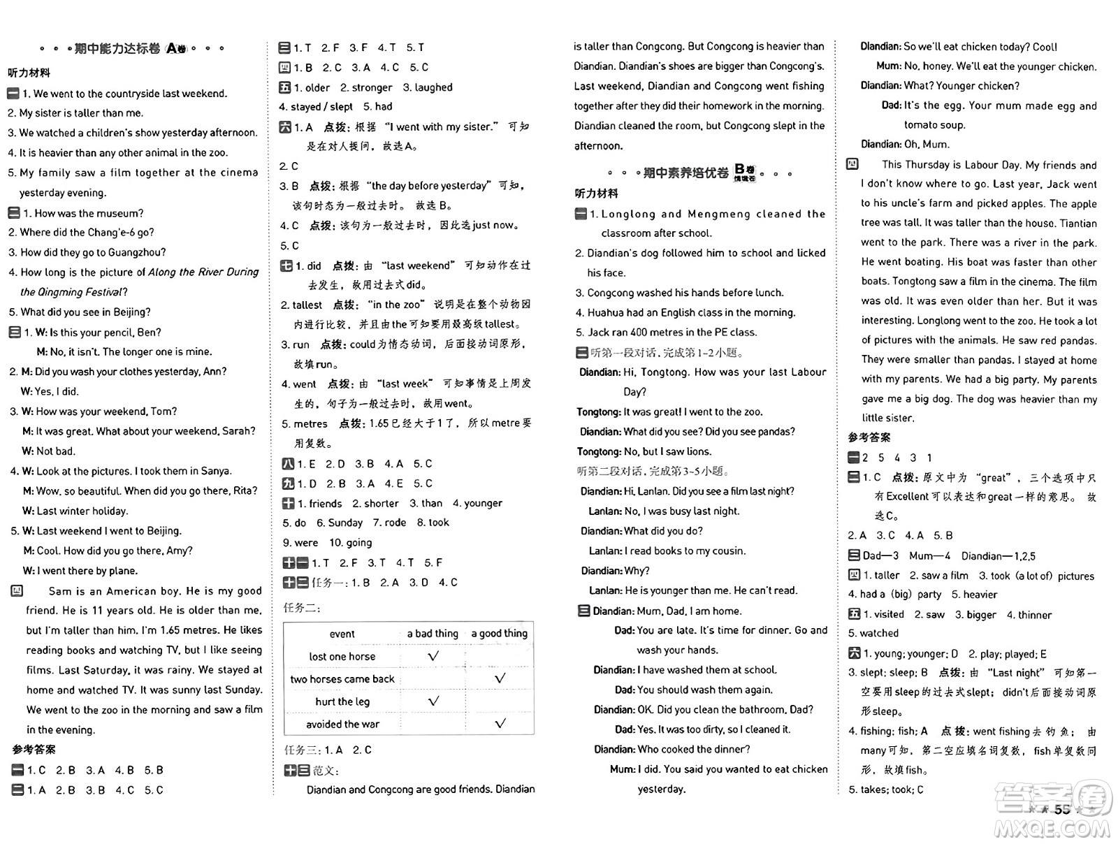 吉林教育出版社2025年春榮德基好卷六年級(jí)英語(yǔ)下冊(cè)人教PEP版答案