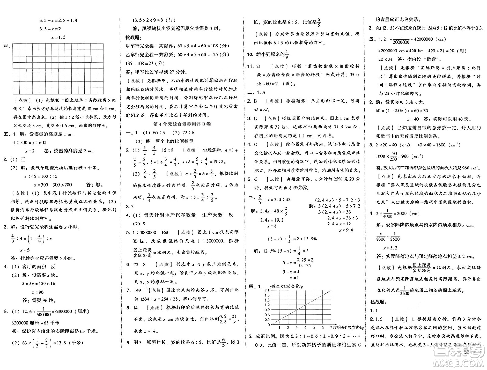 吉林教育出版社2025年春榮德基好卷六年級(jí)數(shù)學(xué)下冊(cè)人教版答案