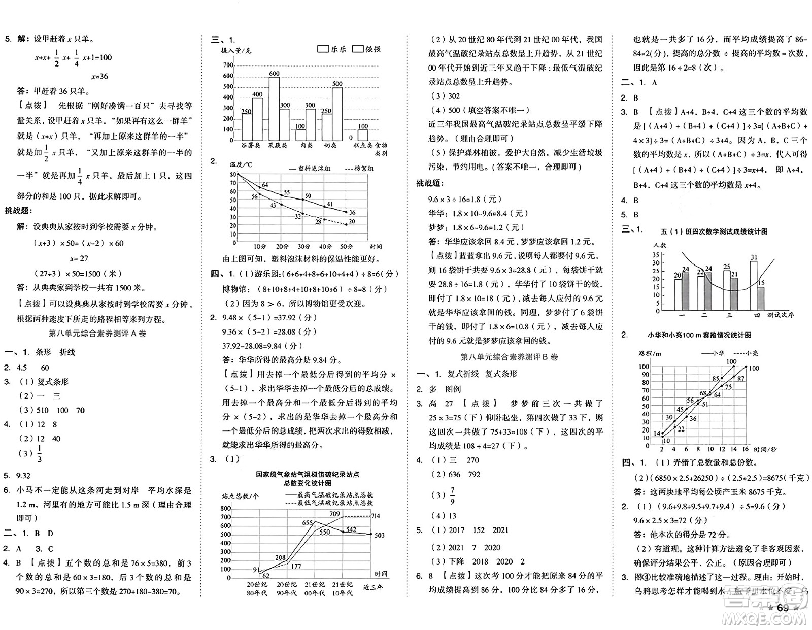 吉林教育出版社2025年春榮德基好卷五年級(jí)數(shù)學(xué)下冊(cè)北師大版答案