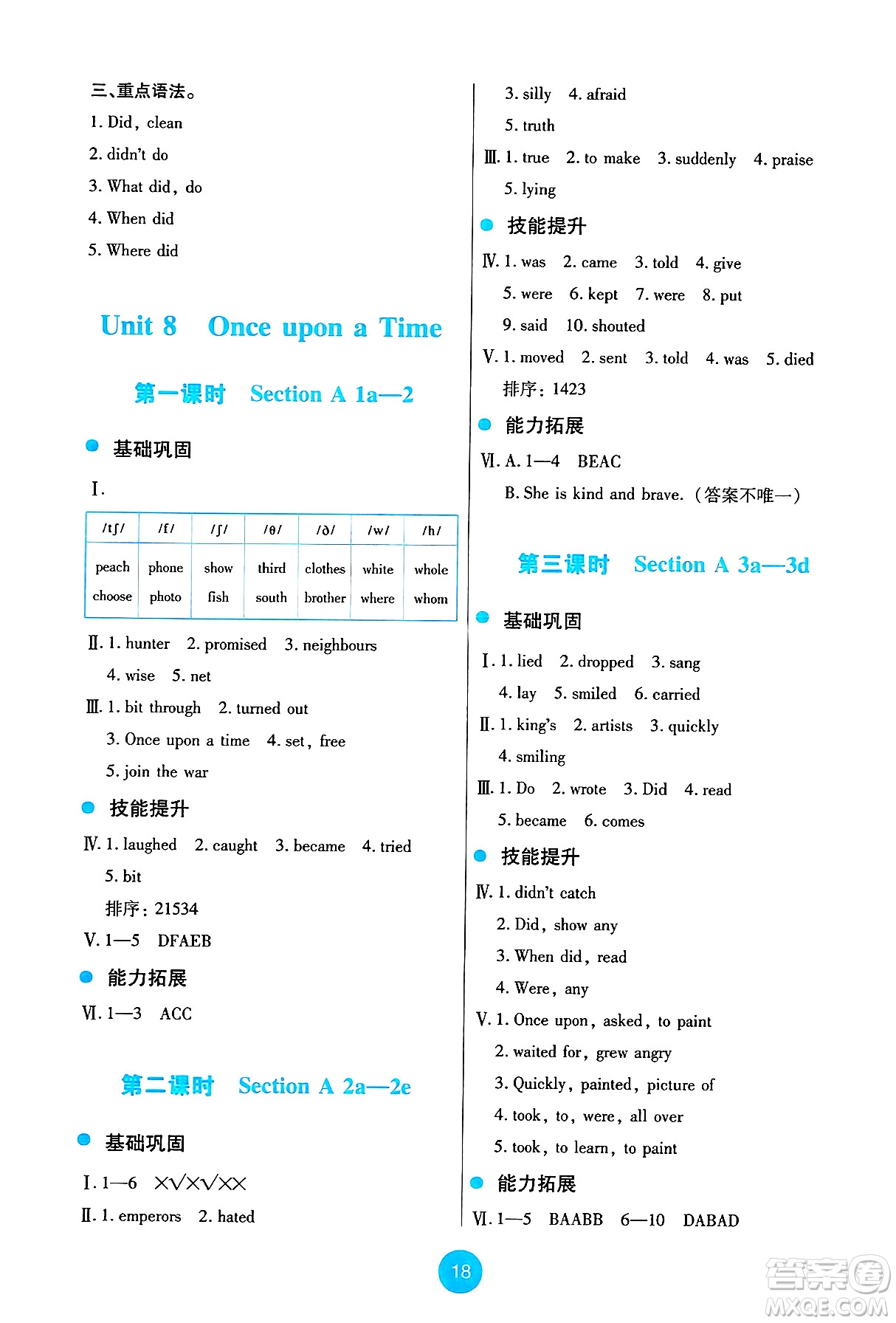 人民教育出版社2025年春能力培養(yǎng)與測(cè)試七年級(jí)英語(yǔ)下冊(cè)人教版答案