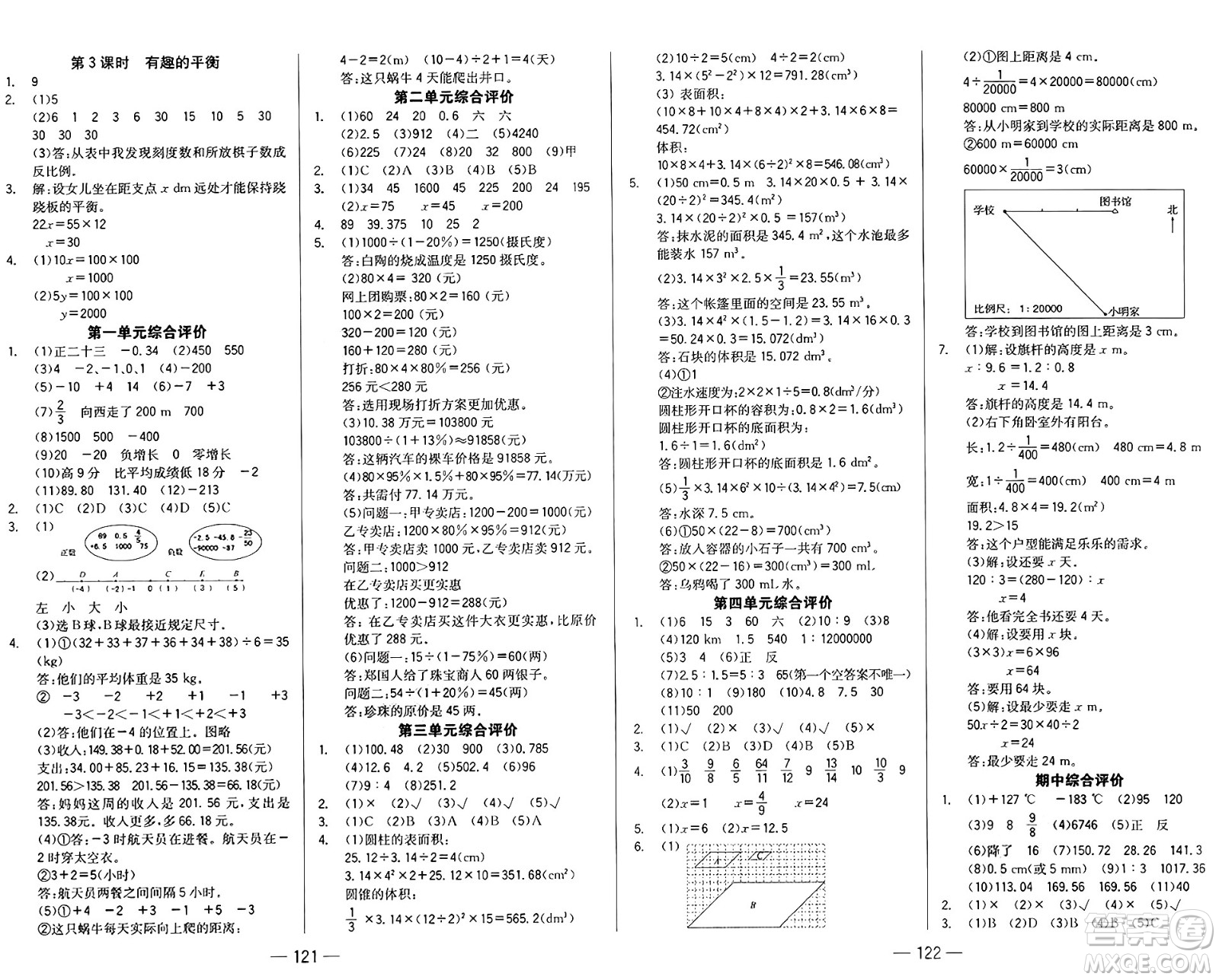 湖南教育出版社2025年春學(xué)法大視野六年級數(shù)學(xué)下冊人教版答案