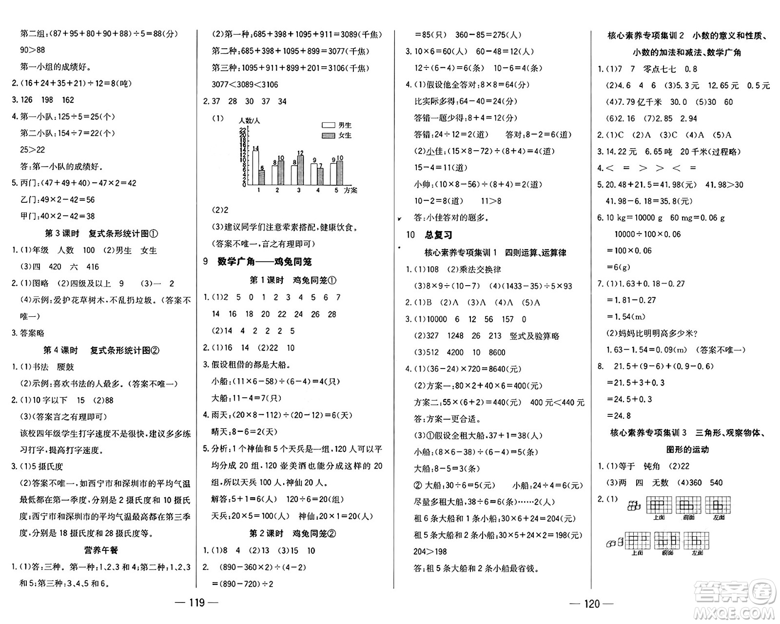 湖南教育出版社2025年春學(xué)法大視野四年級(jí)數(shù)學(xué)下冊(cè)人教版答案