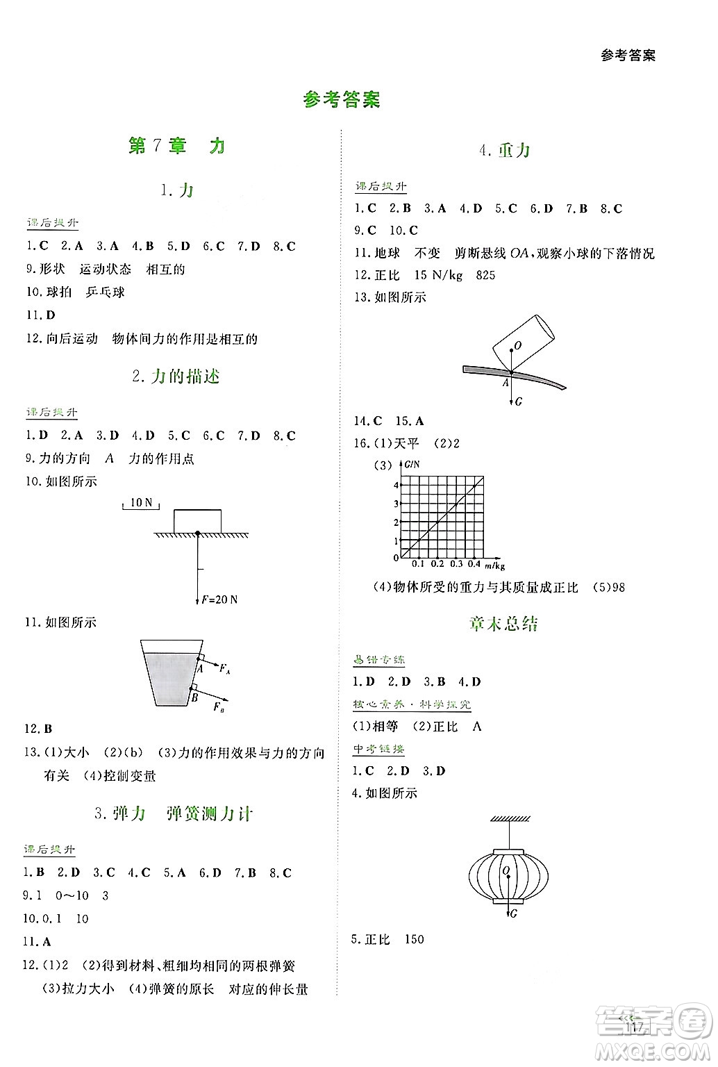 湖南教育出版社2025年春學法大視野八年級物理下冊教科版答案