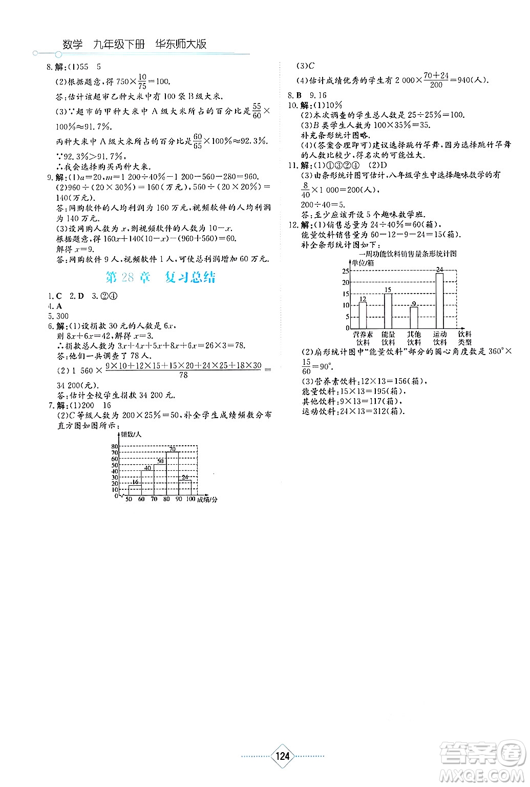湖南教育出版社2025年春學(xué)法大視野九年級(jí)數(shù)學(xué)下冊(cè)華師版答案