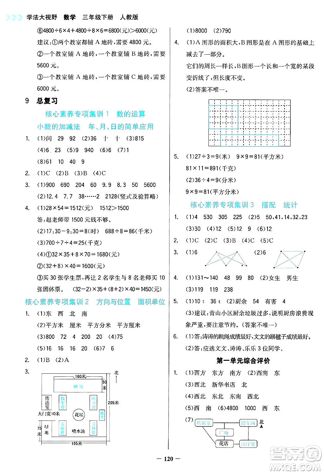 湖南教育出版社2025年春學(xué)法大視野三年級數(shù)學(xué)下冊人教版答案