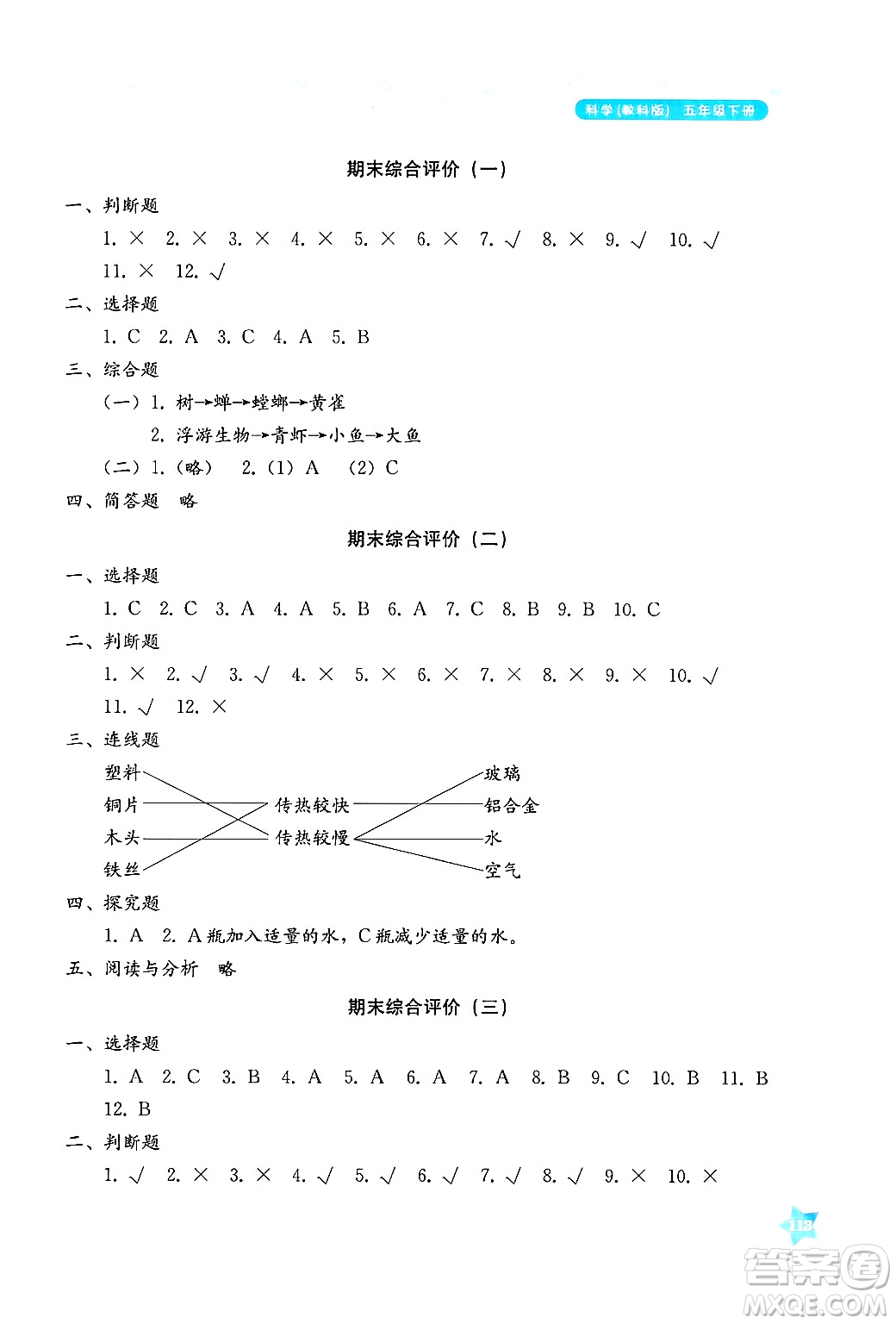 湖南教育出版社2025年春學(xué)法大視野五年級(jí)科學(xué)下冊(cè)教科版答案
