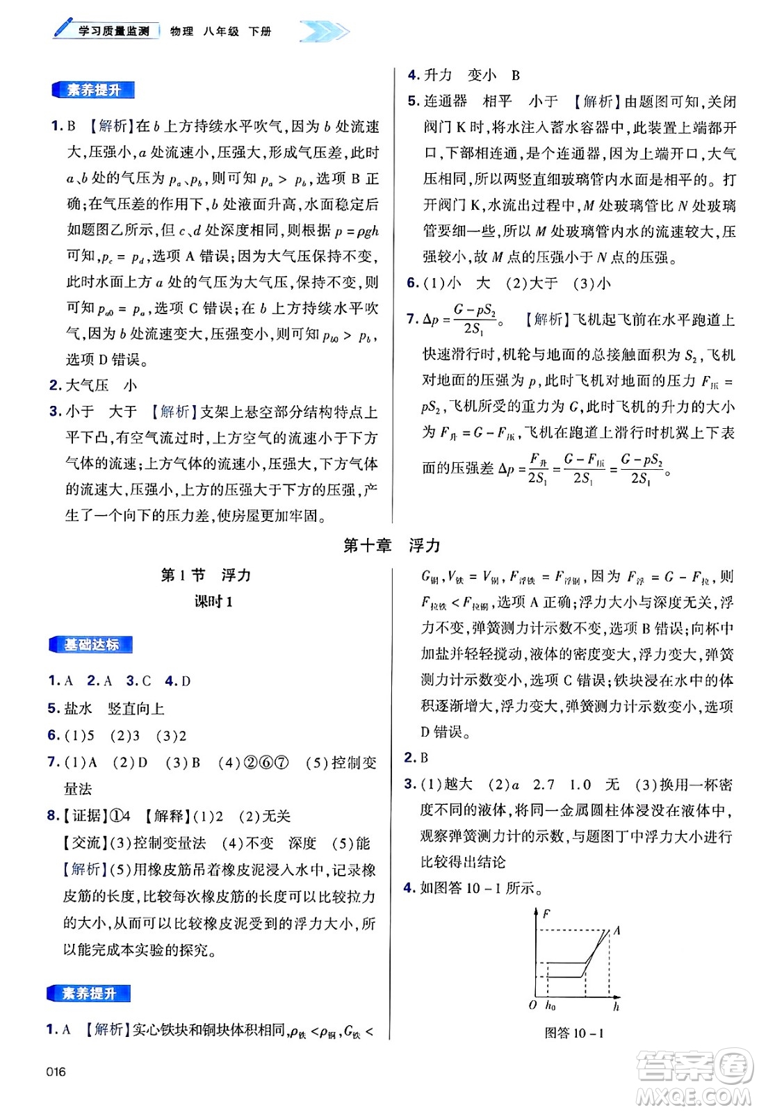 天津教育出版社2025年春學(xué)習(xí)質(zhì)量監(jiān)測(cè)八年級(jí)物理下冊(cè)人教版答案